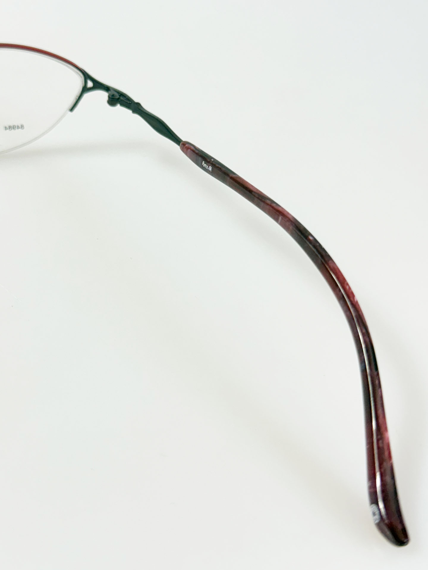 90's FUTIS Red & Black Two-Tone Oval Semi-Rimless Metal Glasses