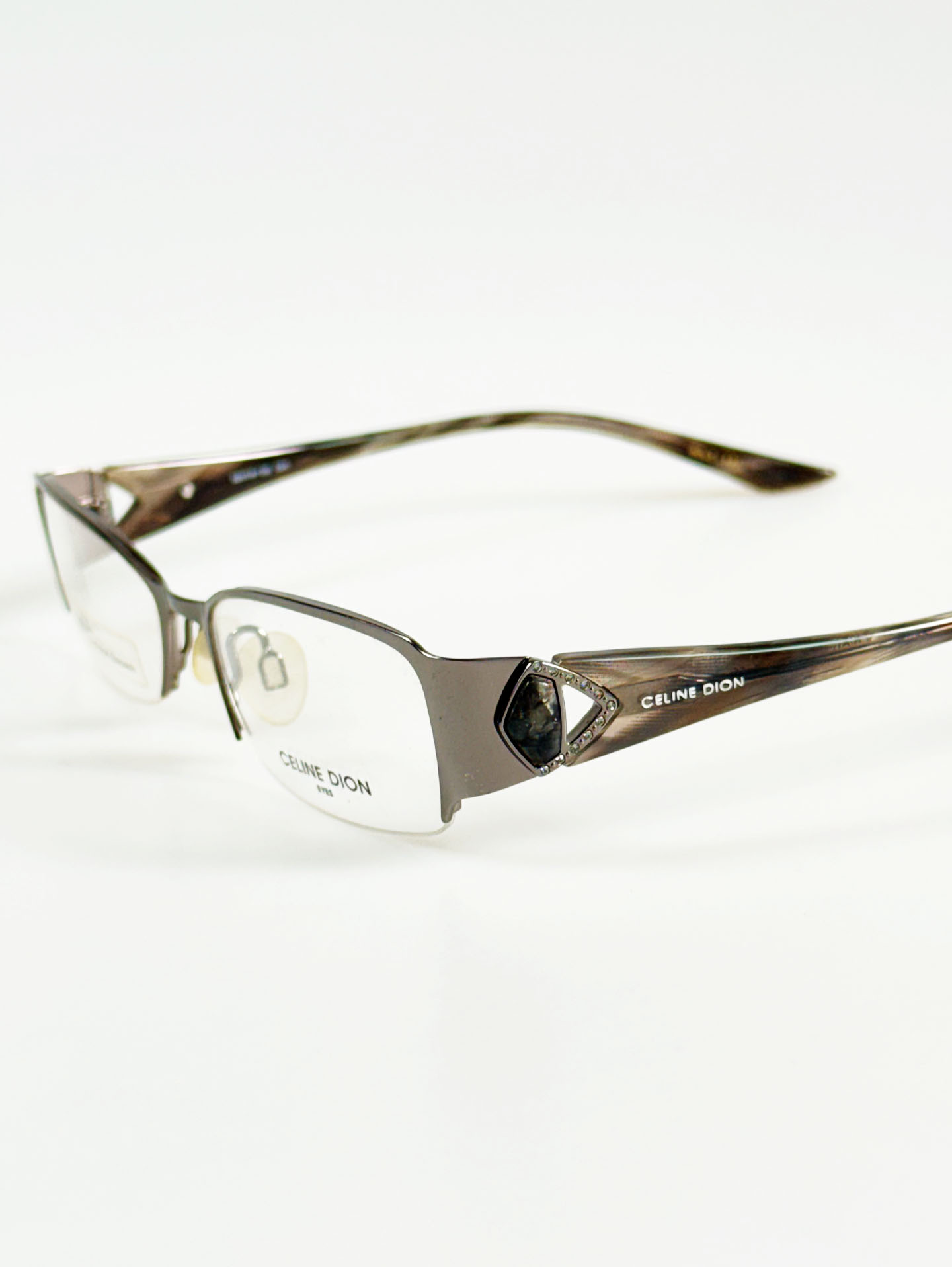 CELINE DION Slim Square Semi-Rimless Metal Glasses