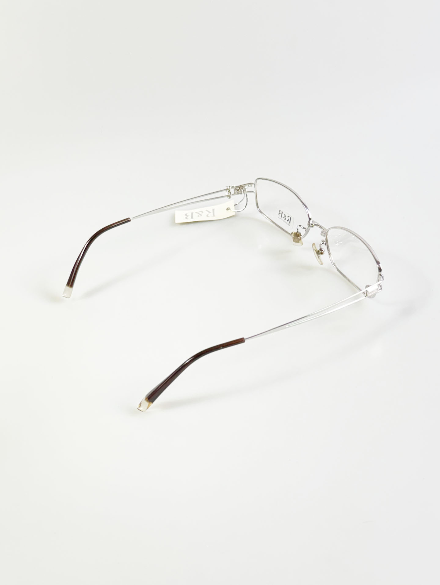 R&B Eyewear Silver Slim Square Metal Glasses