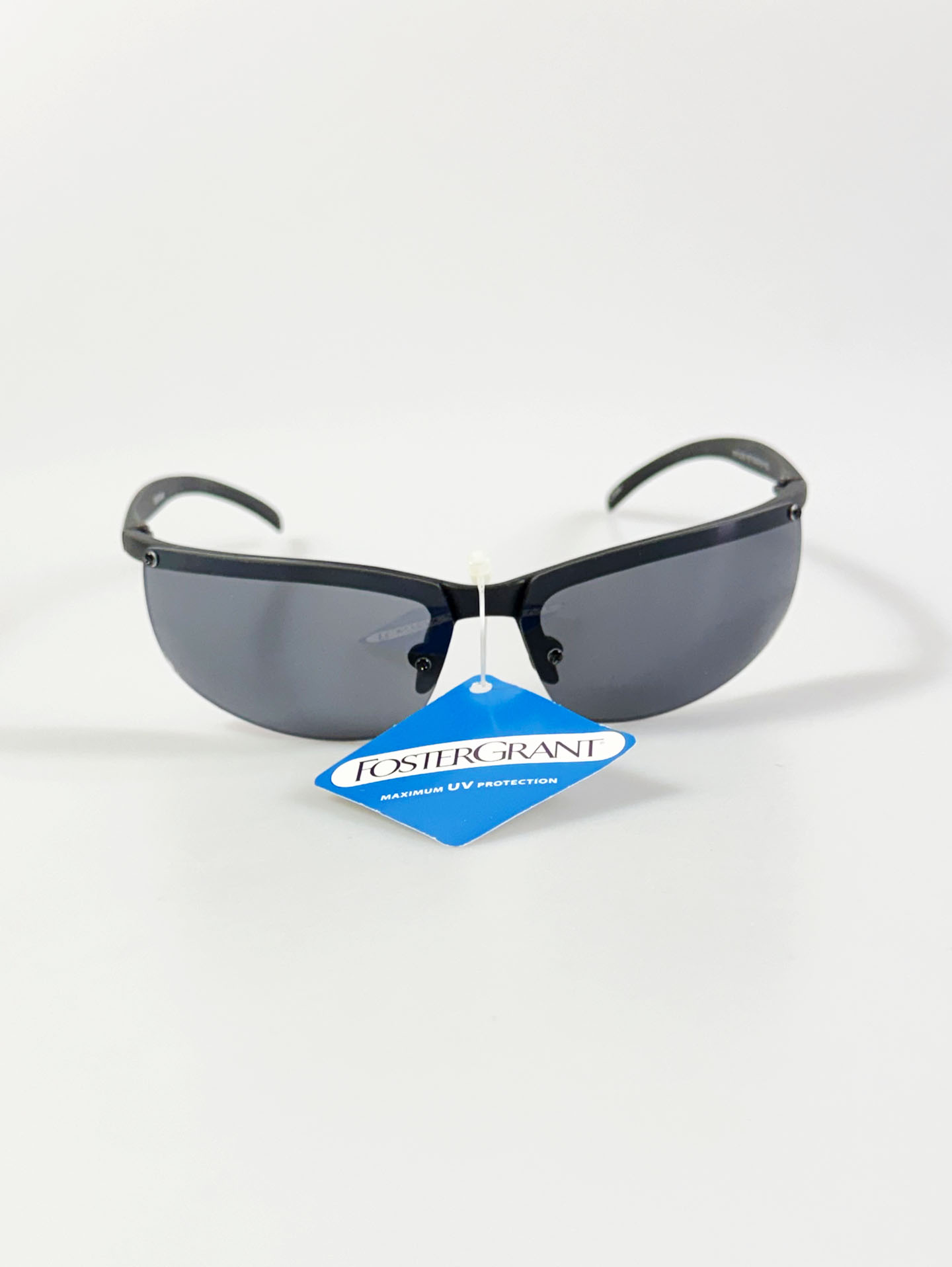FOSTER GRANT Matte Black Semi-Rimless Square Sunglasses