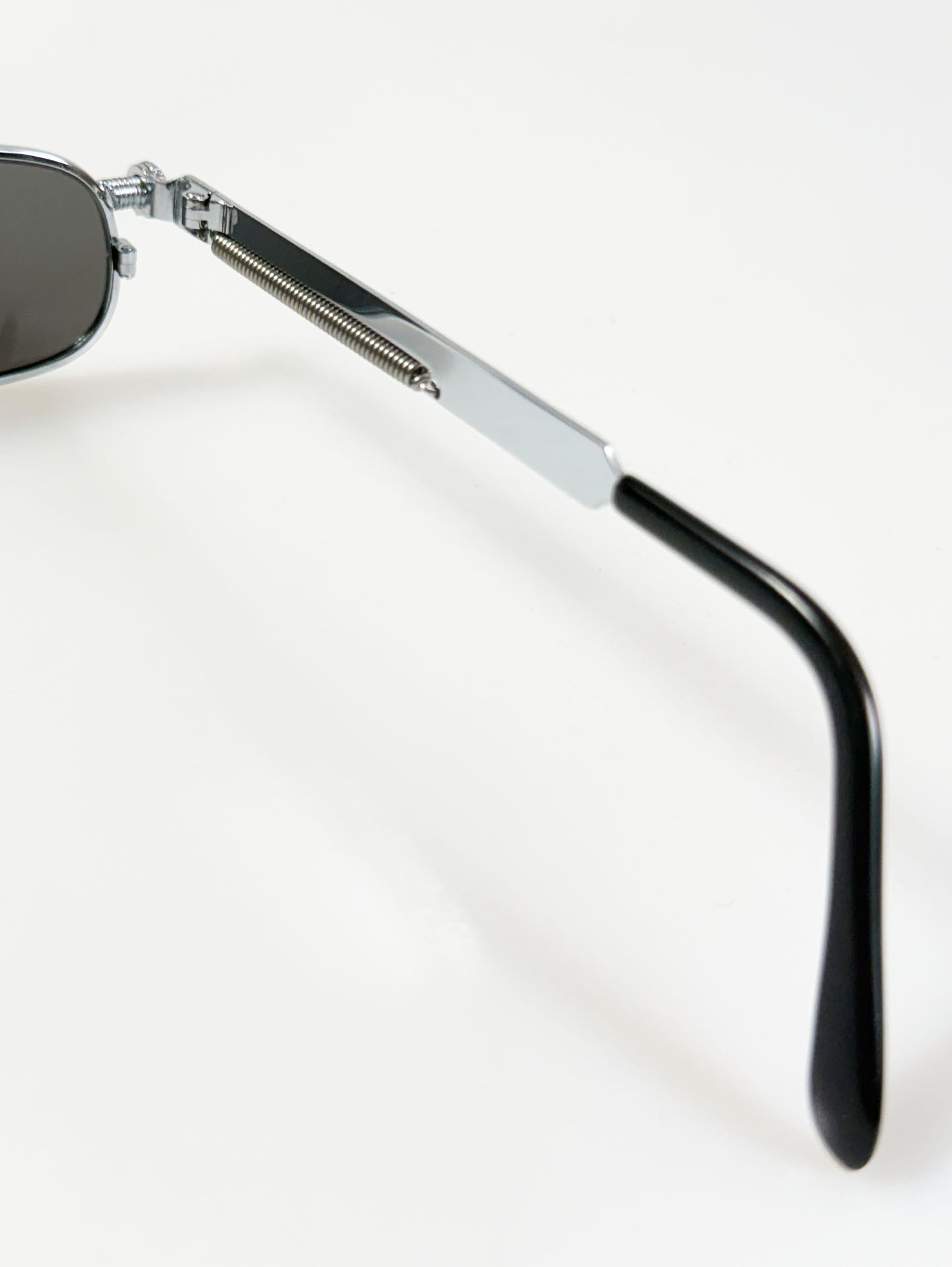 90's Silver Slim Square Spring Detail Metal Sunglasses