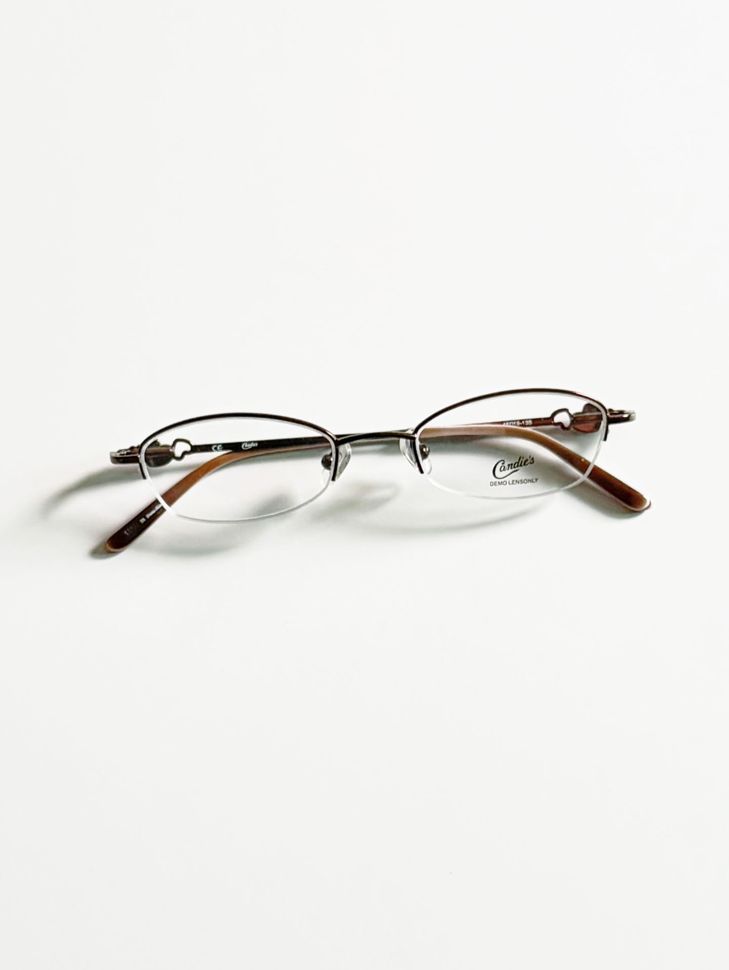Candie’s Brown Slim Oval Half-Rim Metal Frame Glasses