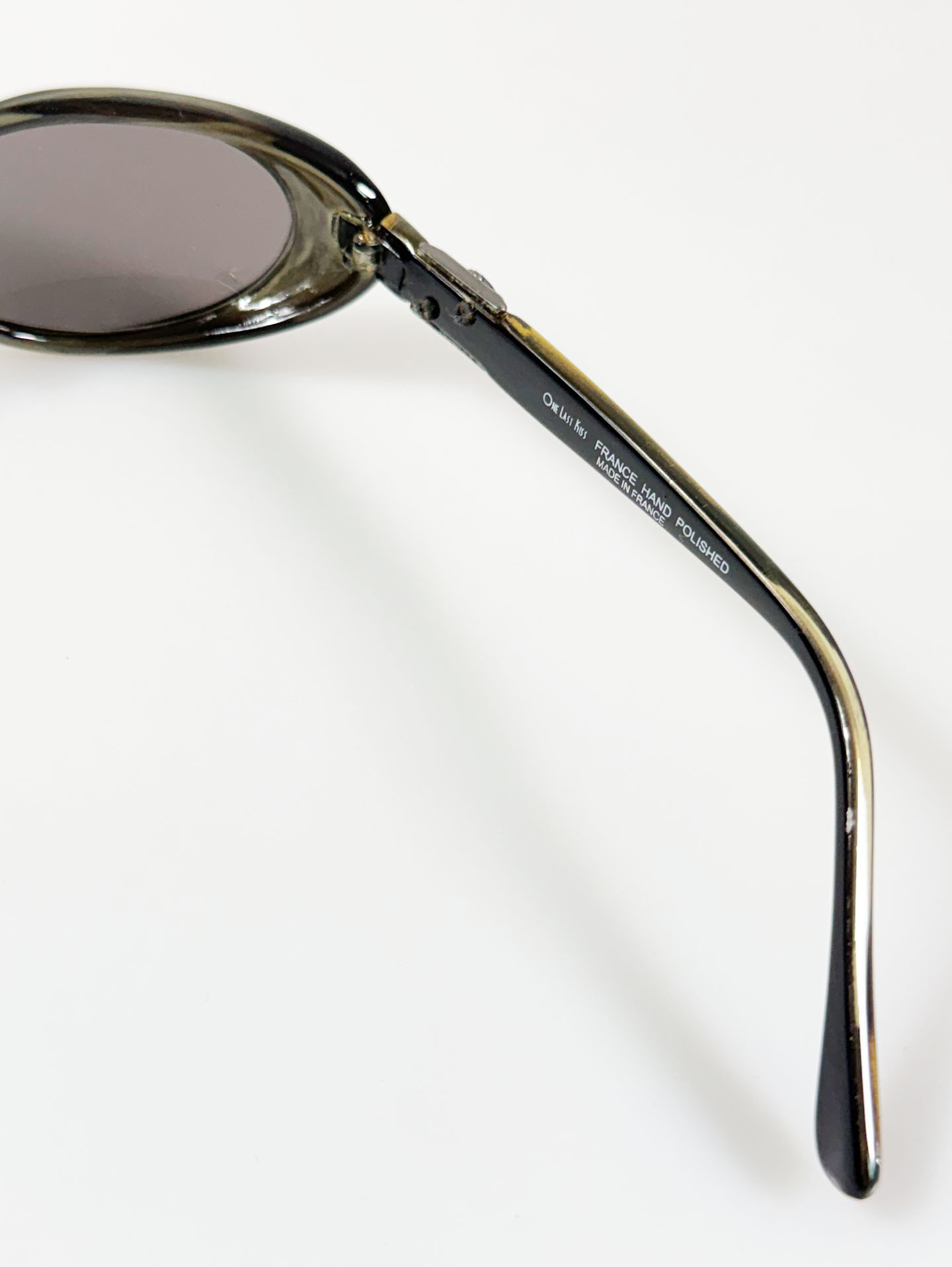 90's ONE LAST KISS Smoke Oval Wrap Acetate Frame Sunglasses