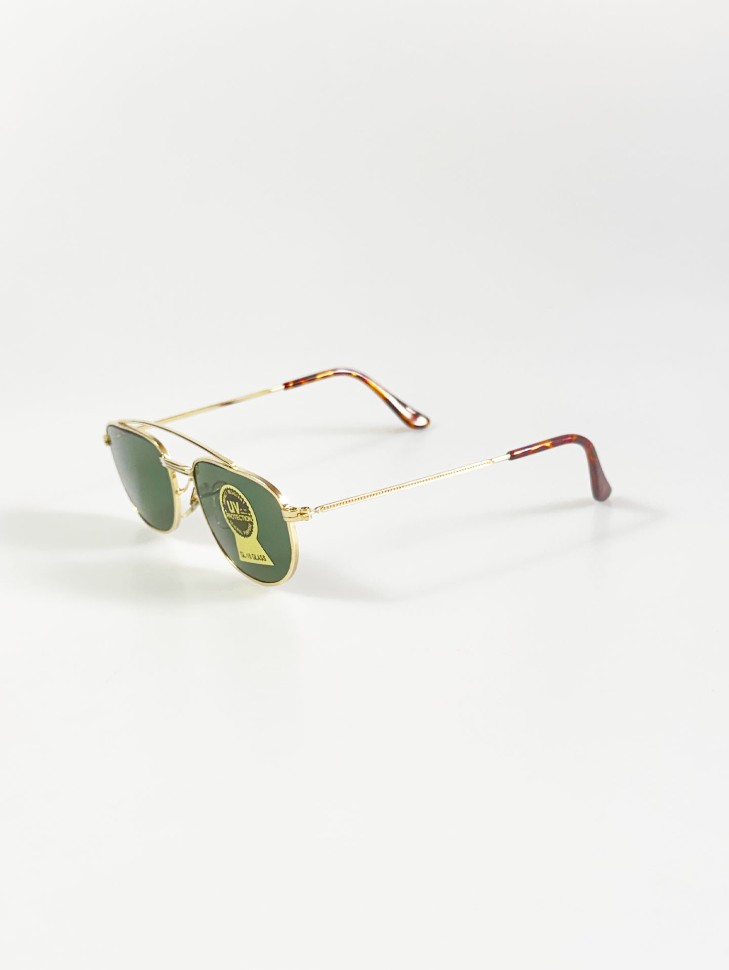 90’s Double Bridge Gold Metal Square Sunglasses