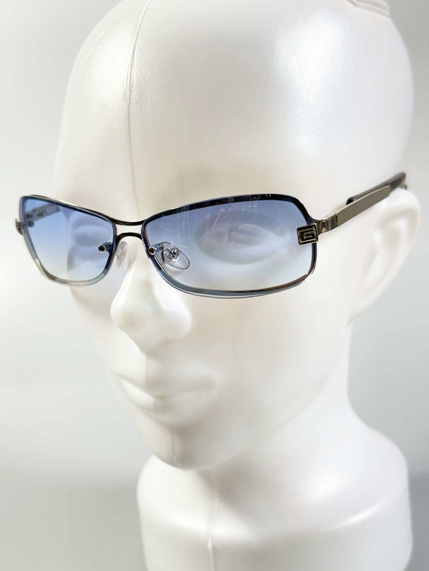 Rimless Square Double Bridge Metal Tint Sunglasses
