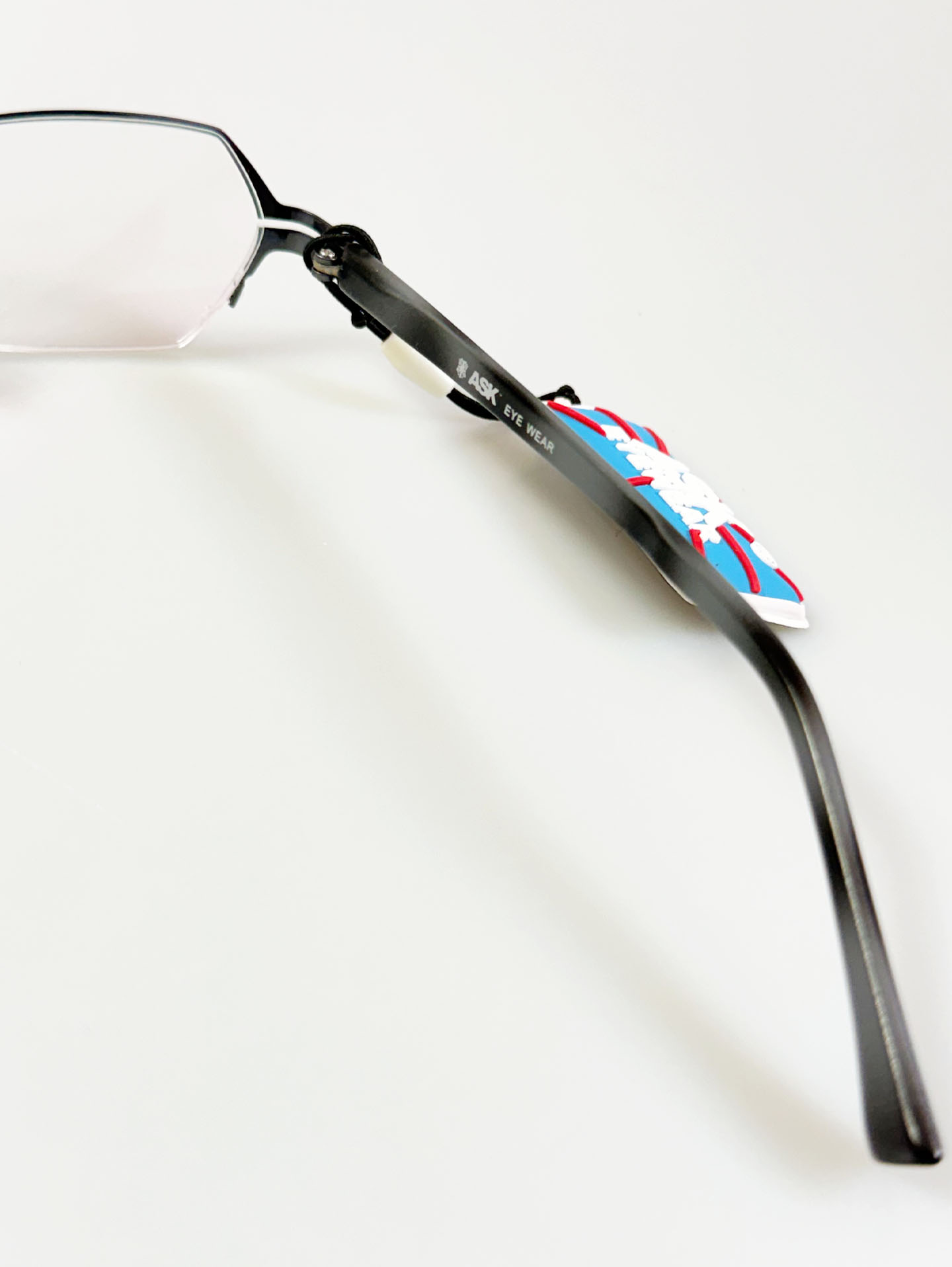ASK Dark Gray Semi-Rimless Geometric Metal Frame Glasses