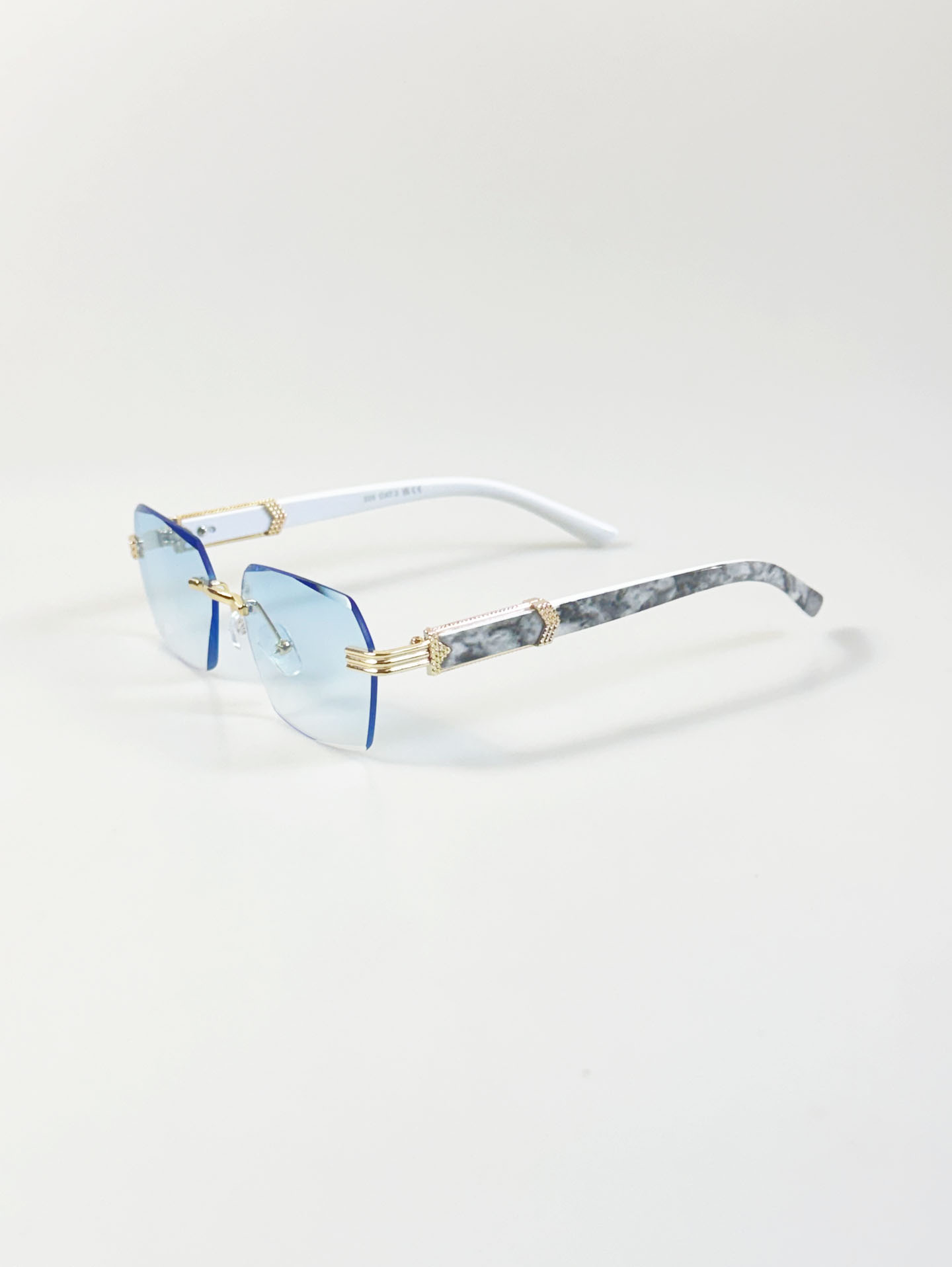 Rimless Square Metal Frame Tint Sunglasses