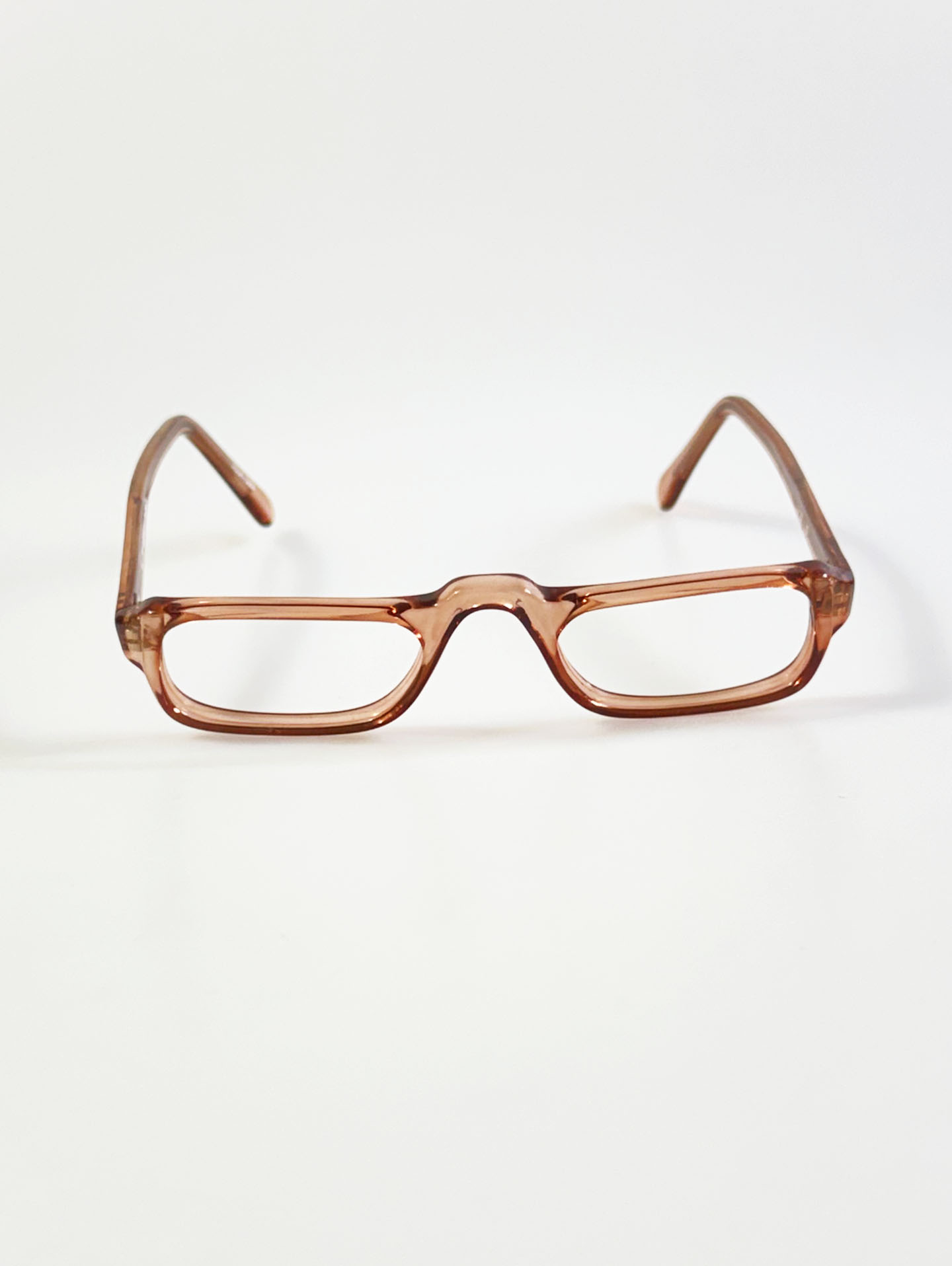 90's ELITE Honey Brown Transparent Square Acetate Horn-Rim Glasses