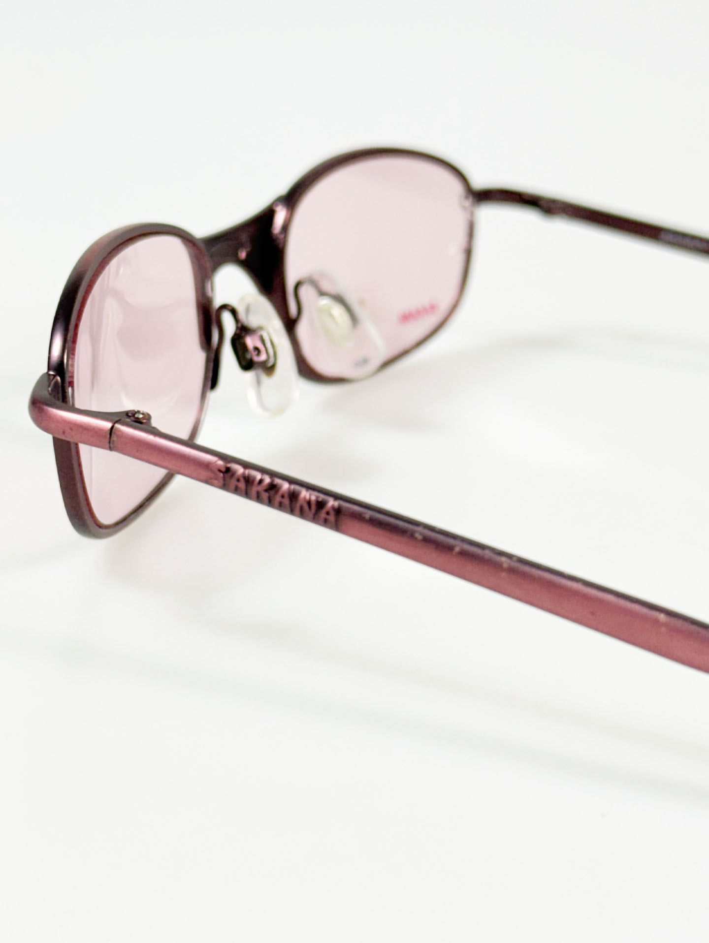 90's SAKANA Dark Pink Metal Slim Oval Frame Sunglasses