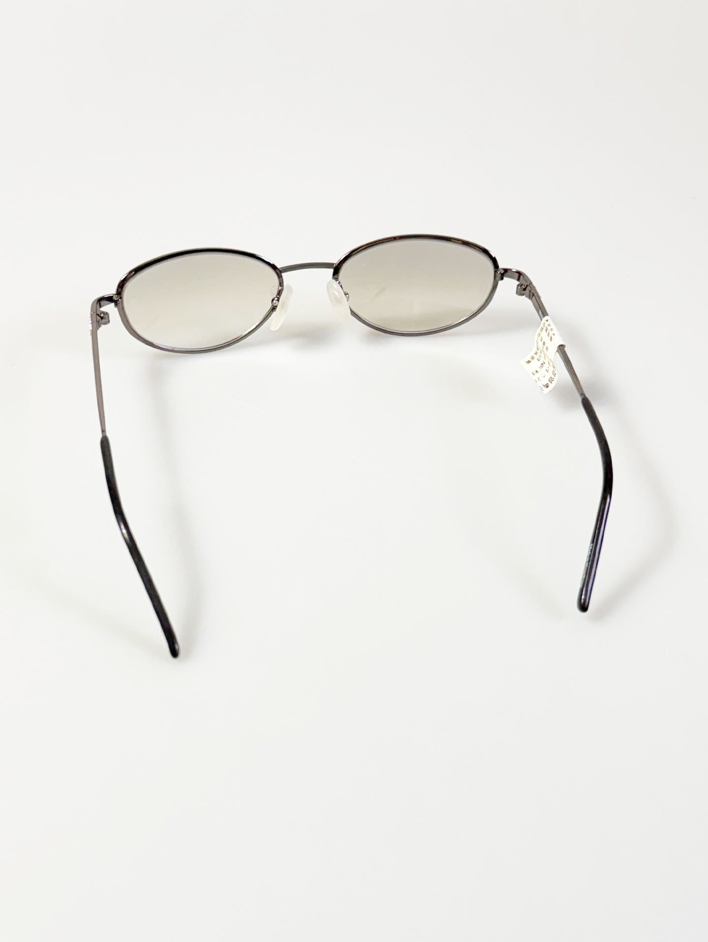 SILVIO VALENCIA Dark Silver Slim Oval Metal Frame Tint Sunglasses