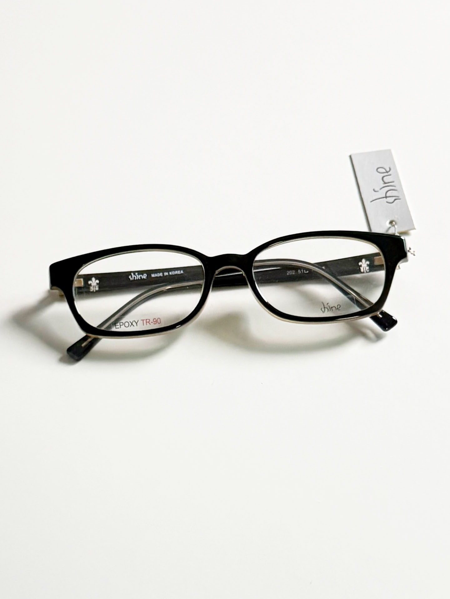 SHINE Epoxy Black Two-Tone Square Horn-Rim Frame Glasses