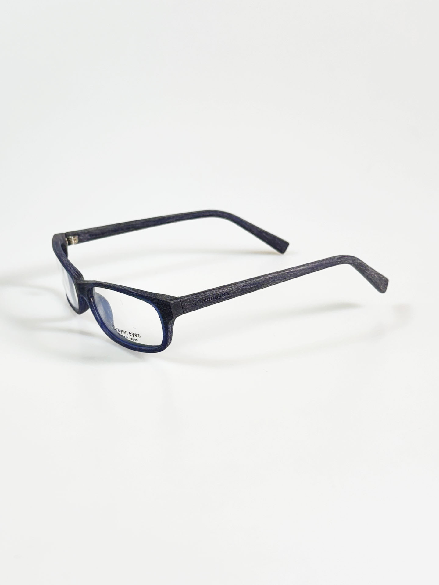 CRAYON EYES Navy Wood Square Frame Glasses (made in Japan)