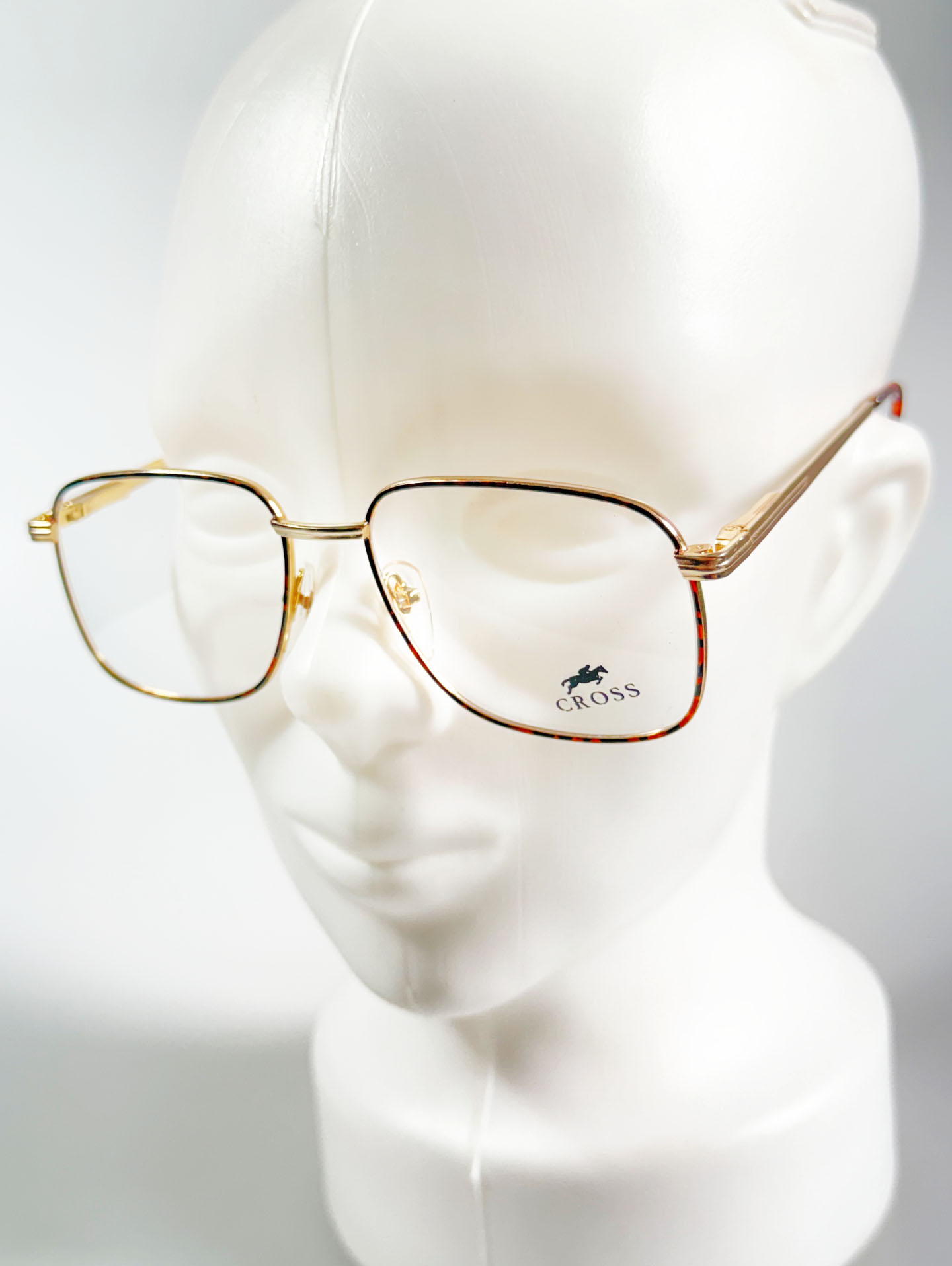 90's CROSS Gold Oversized Square Metal Glasses