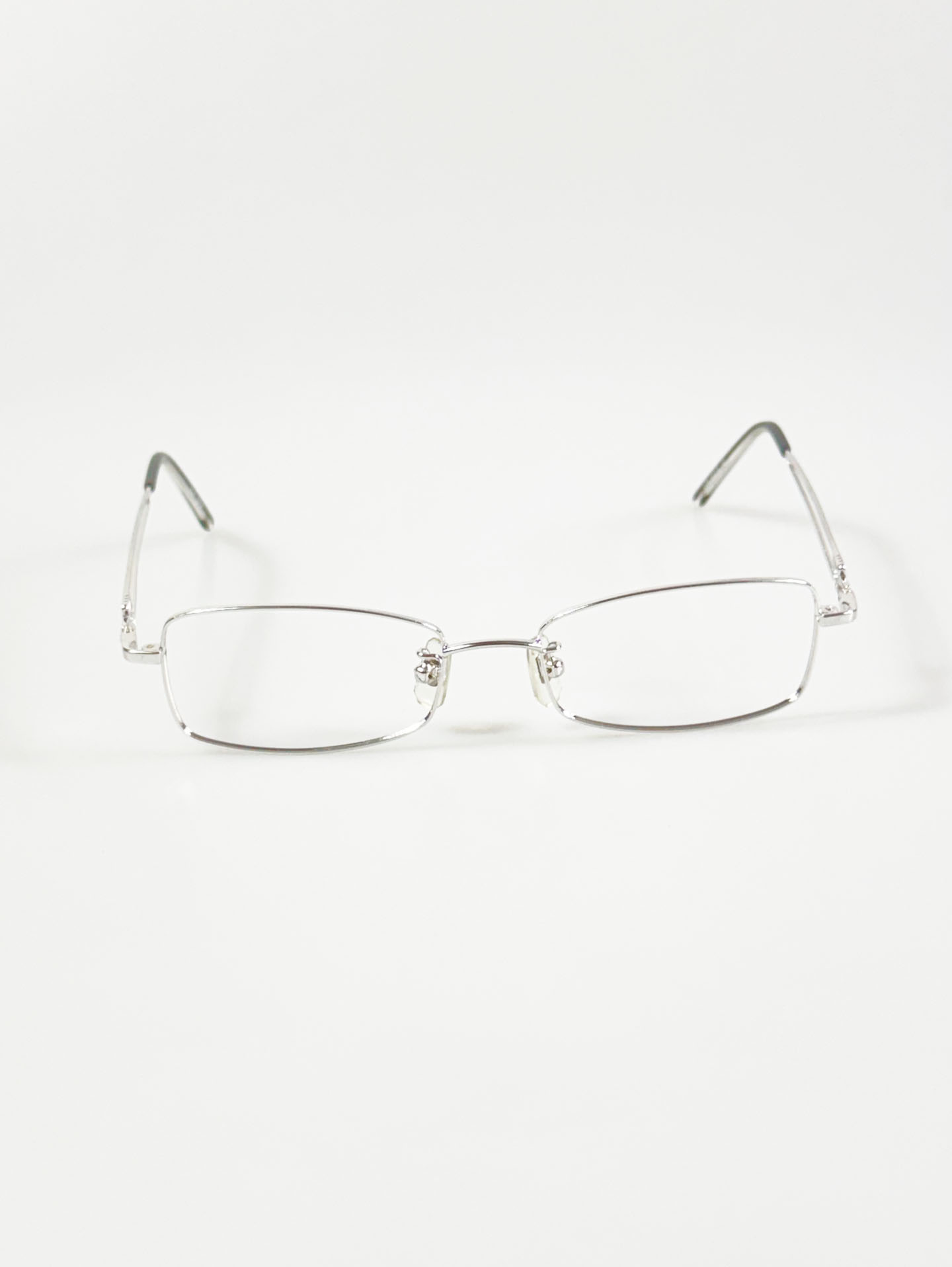 R&B Eyewear Silver Slim Square Metal Glasses