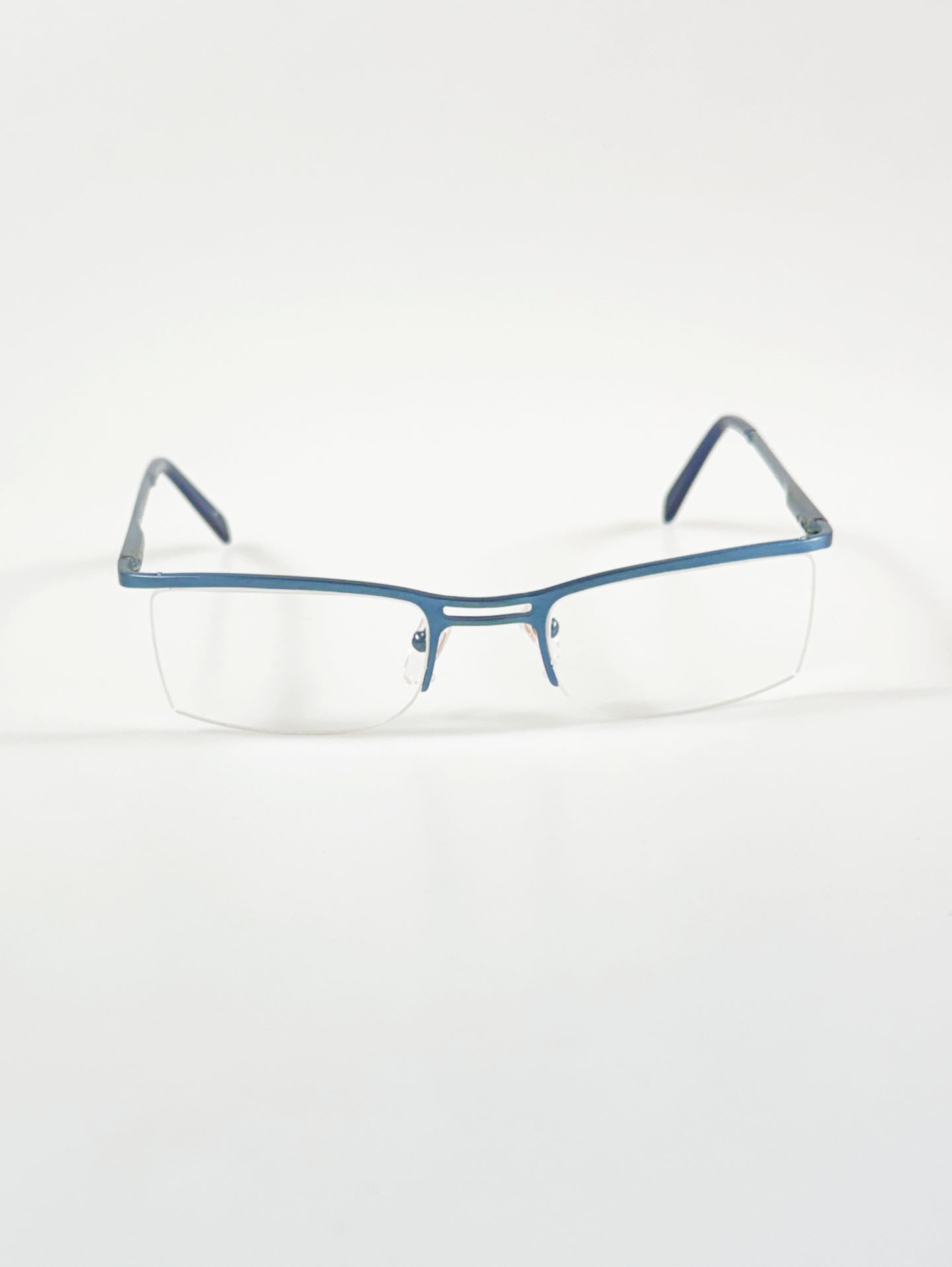 FRANCESCO SMALTO Blue Semi-Rimless Square Metal Glasses