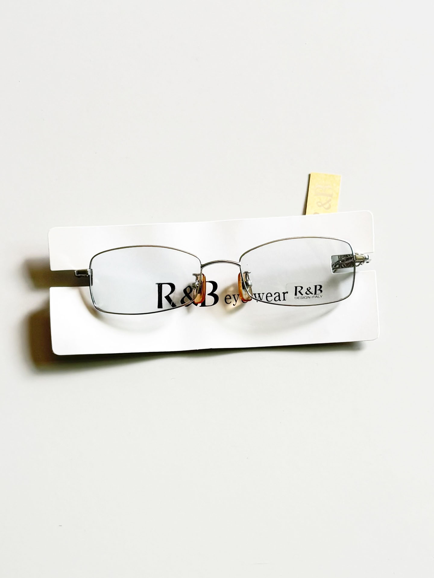 R&B Eyewear Silver Slim Square Metal Frame Glasses