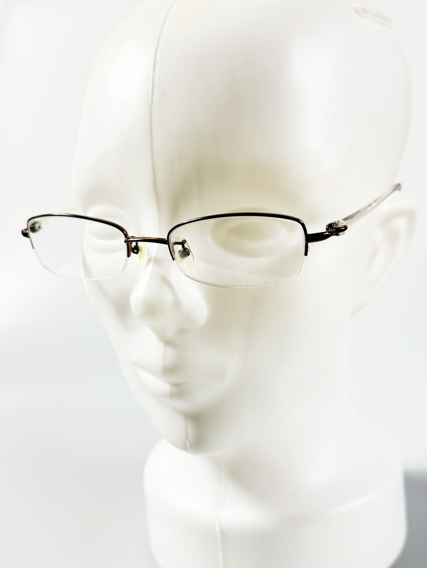 Brown Half Rim Square Metal Glasses