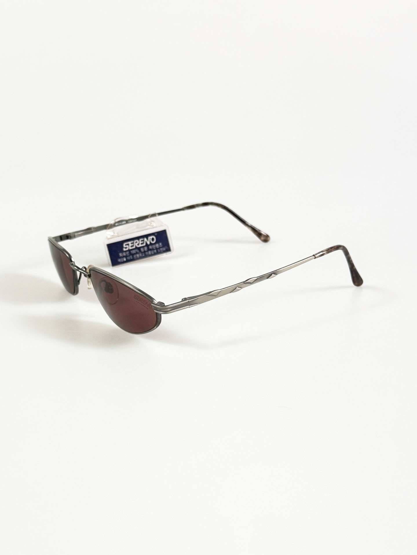 90's SERENO Silver Tone Slim Oval Metal Tint Sunglasses