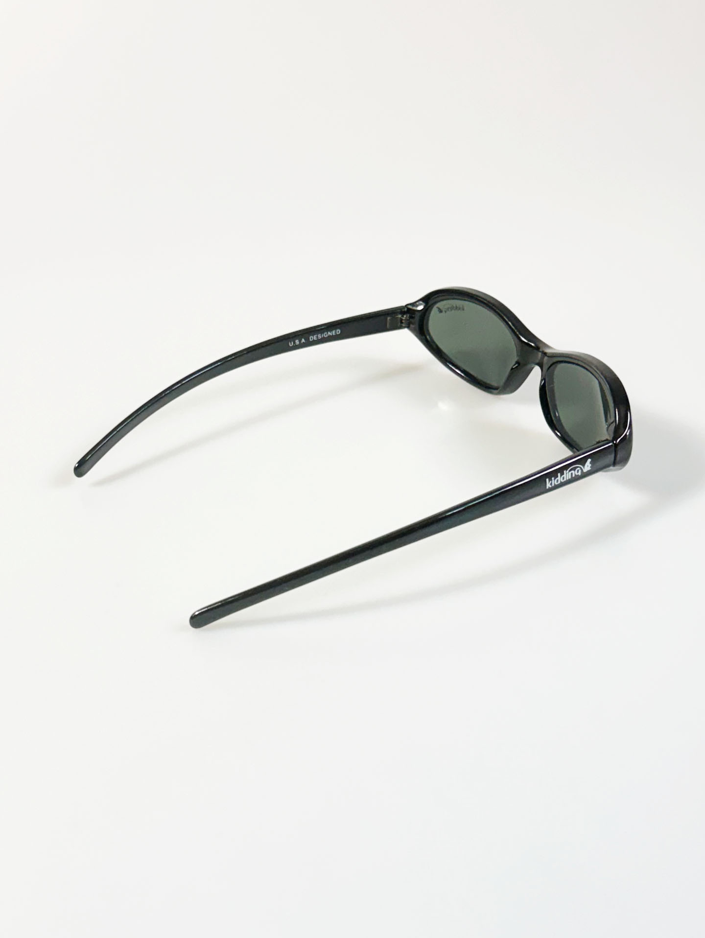 90's KIDDING Black Oval Wrap Sunglasses