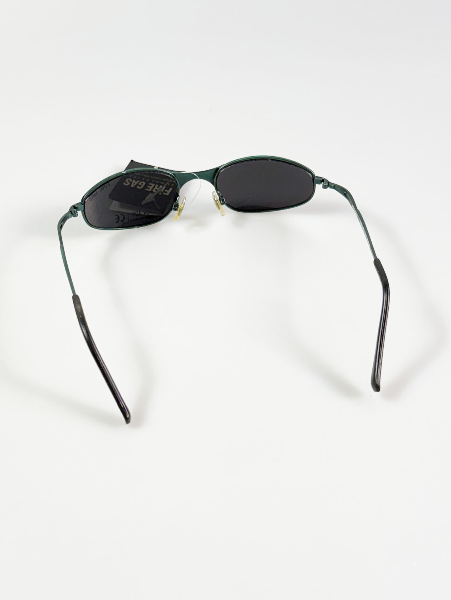 90's FIRE GAS Green Slim Oval Metal Frame Sunglasses