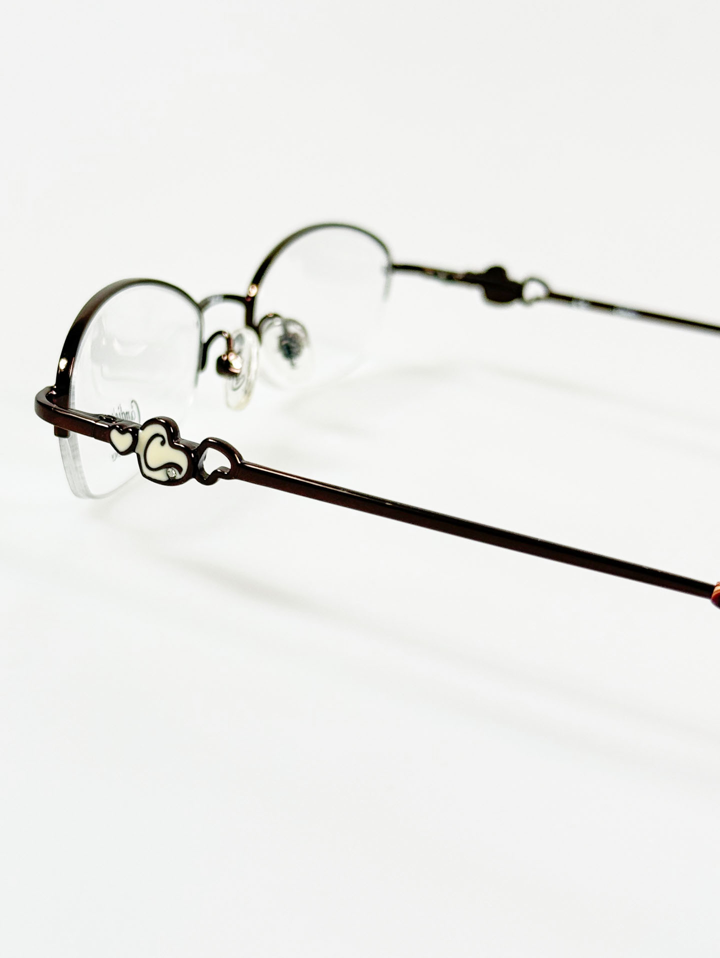 Candie’s Brown Slim Oval Half-Rim Metal Frame Glasses