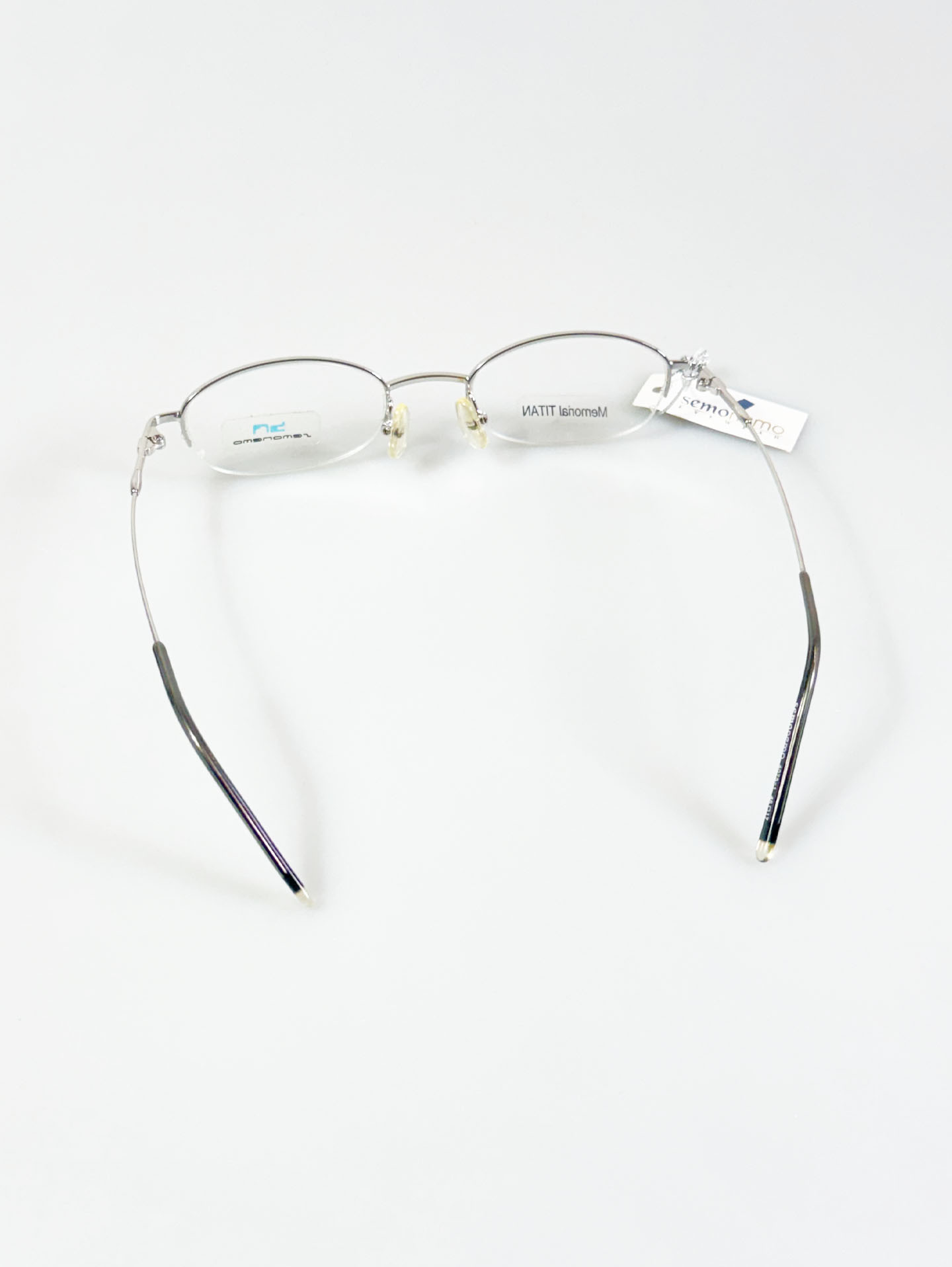 SEMONEMO Silver Titanium Half-Rim Oval Glasses