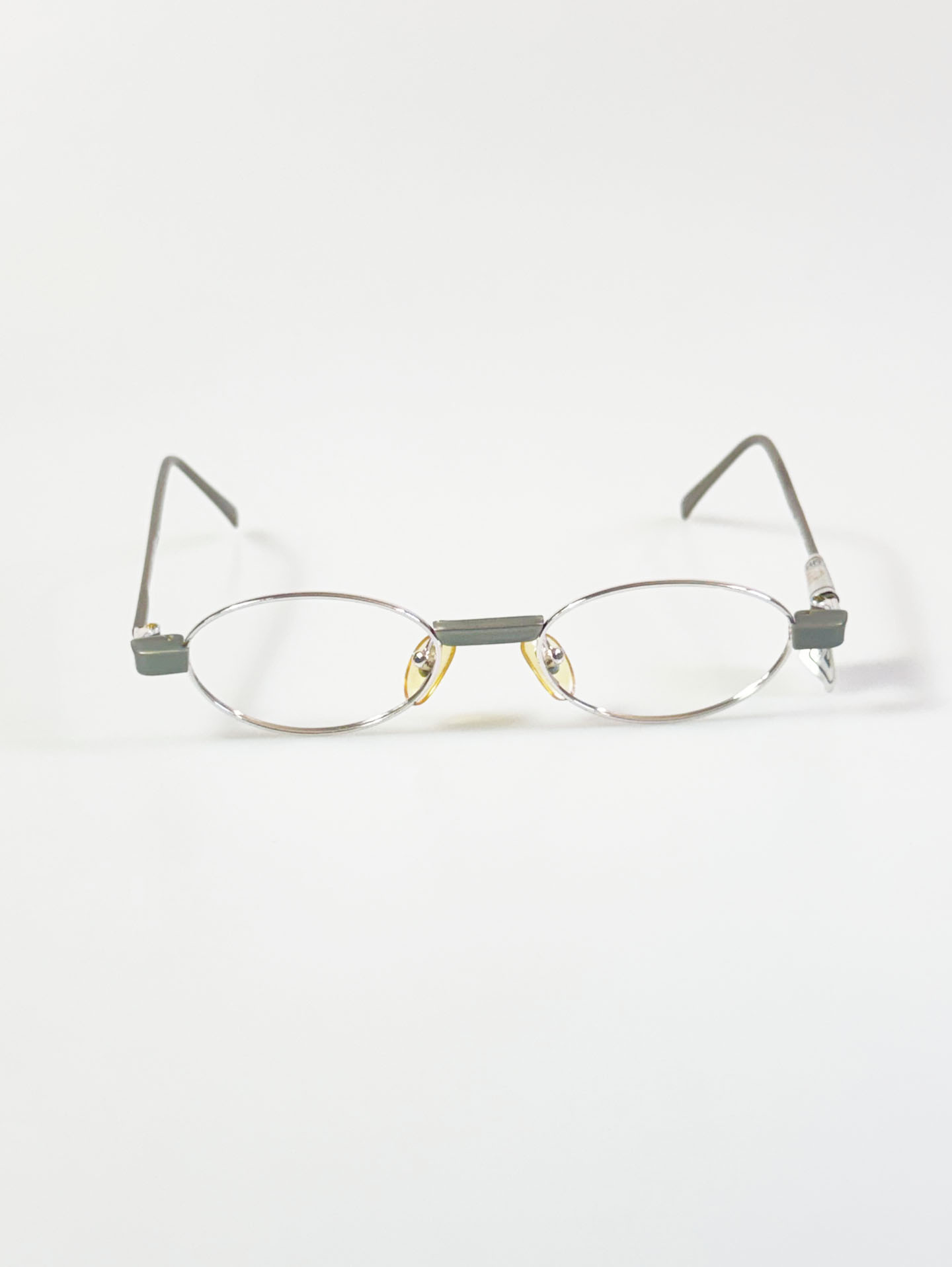 90’s LEAD Slim Oval Block Details Metal Glasses