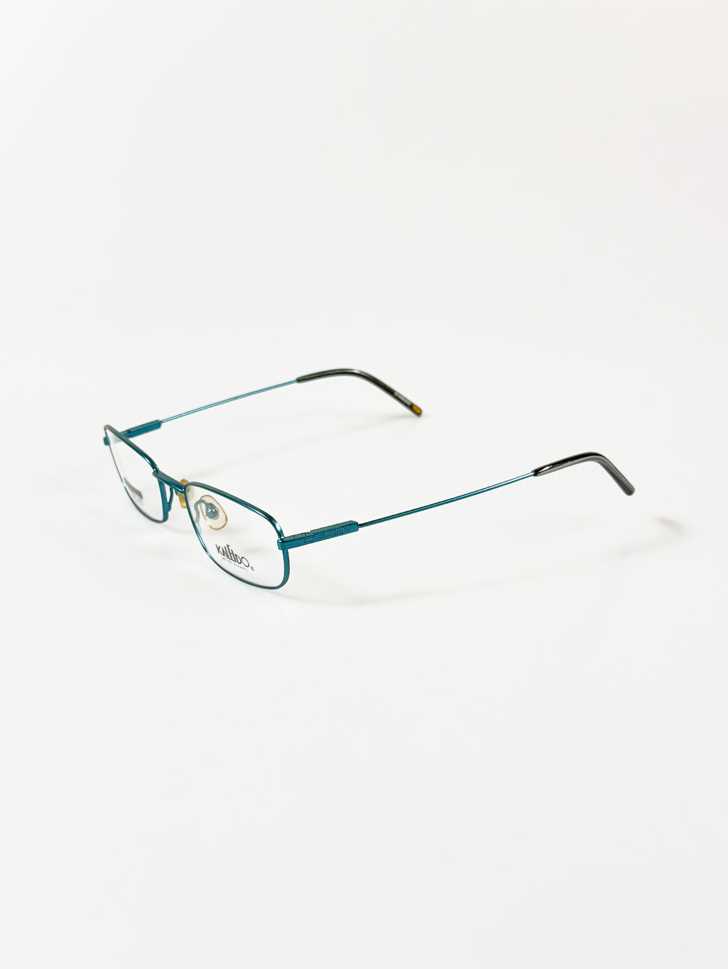 90's KALEIDO Teal Slim Square Metal Frame Glasses