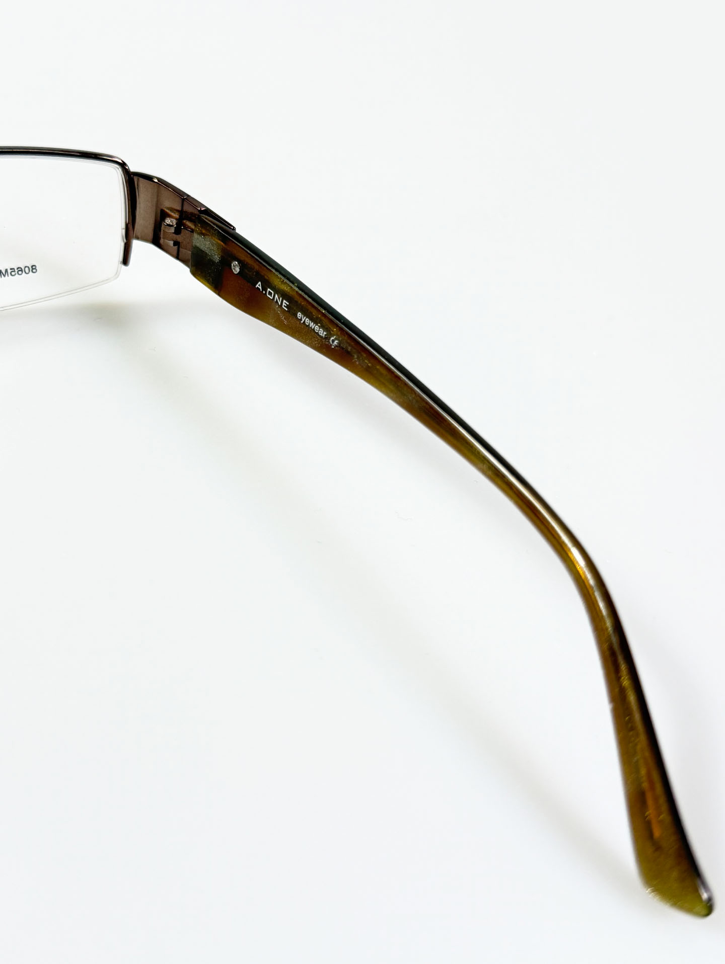 A.ONE Brown Half-Rim Square Metal Glasses