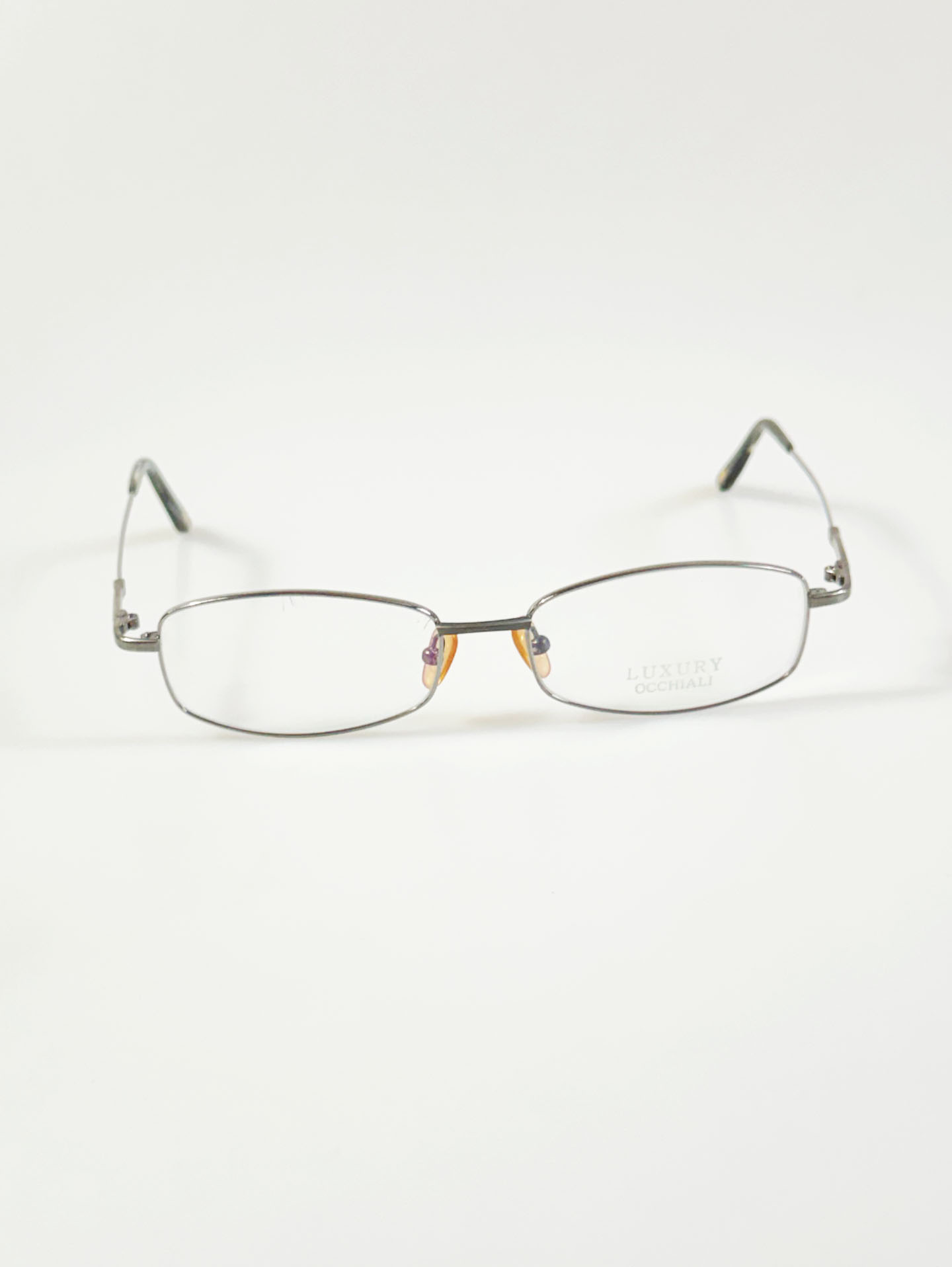 LUXURY OCCHIALI Dark Silver Slim Square Metal Glasses