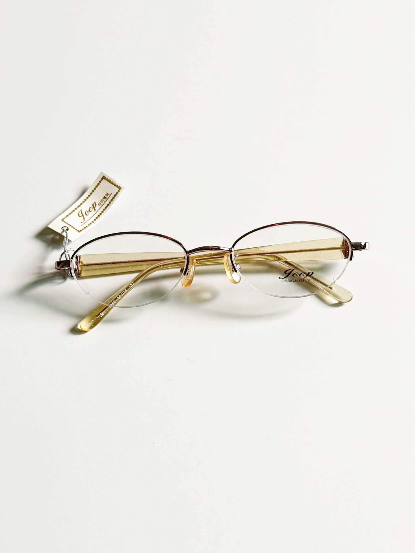 JEEP Pink Gold Half-Rim Oval Metal Frame Glasses