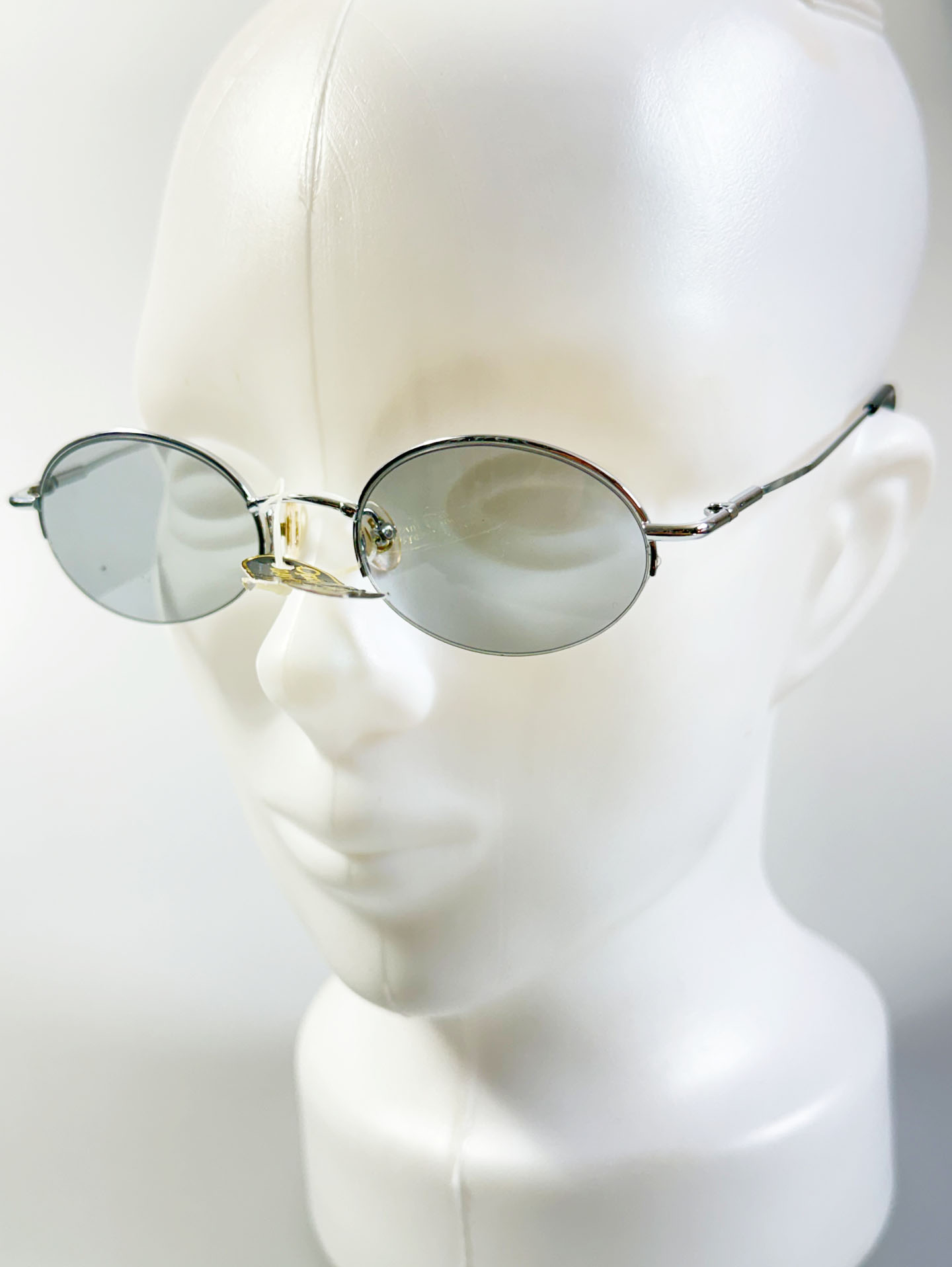 90's DAVID & YOUNG Silver Metal Semi-Rimless Oval Tinted Glasses