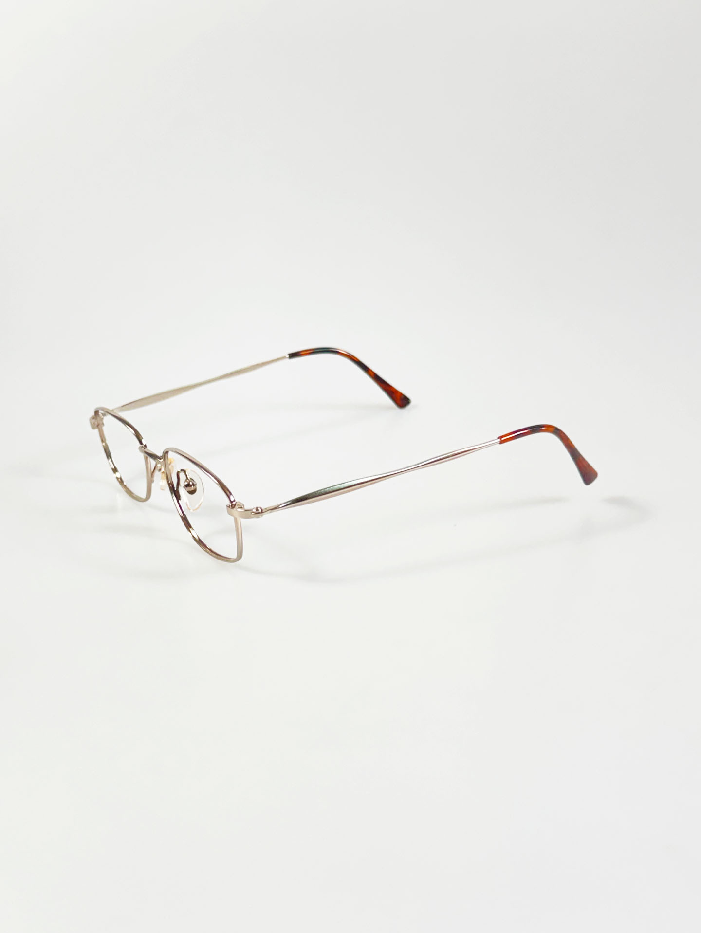 90's EYE WORLD Gold Slim Square Metal Glasses