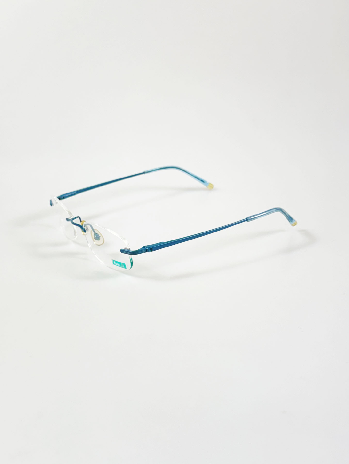 90's FUTIS Blue Rimless Square Metal Glasses