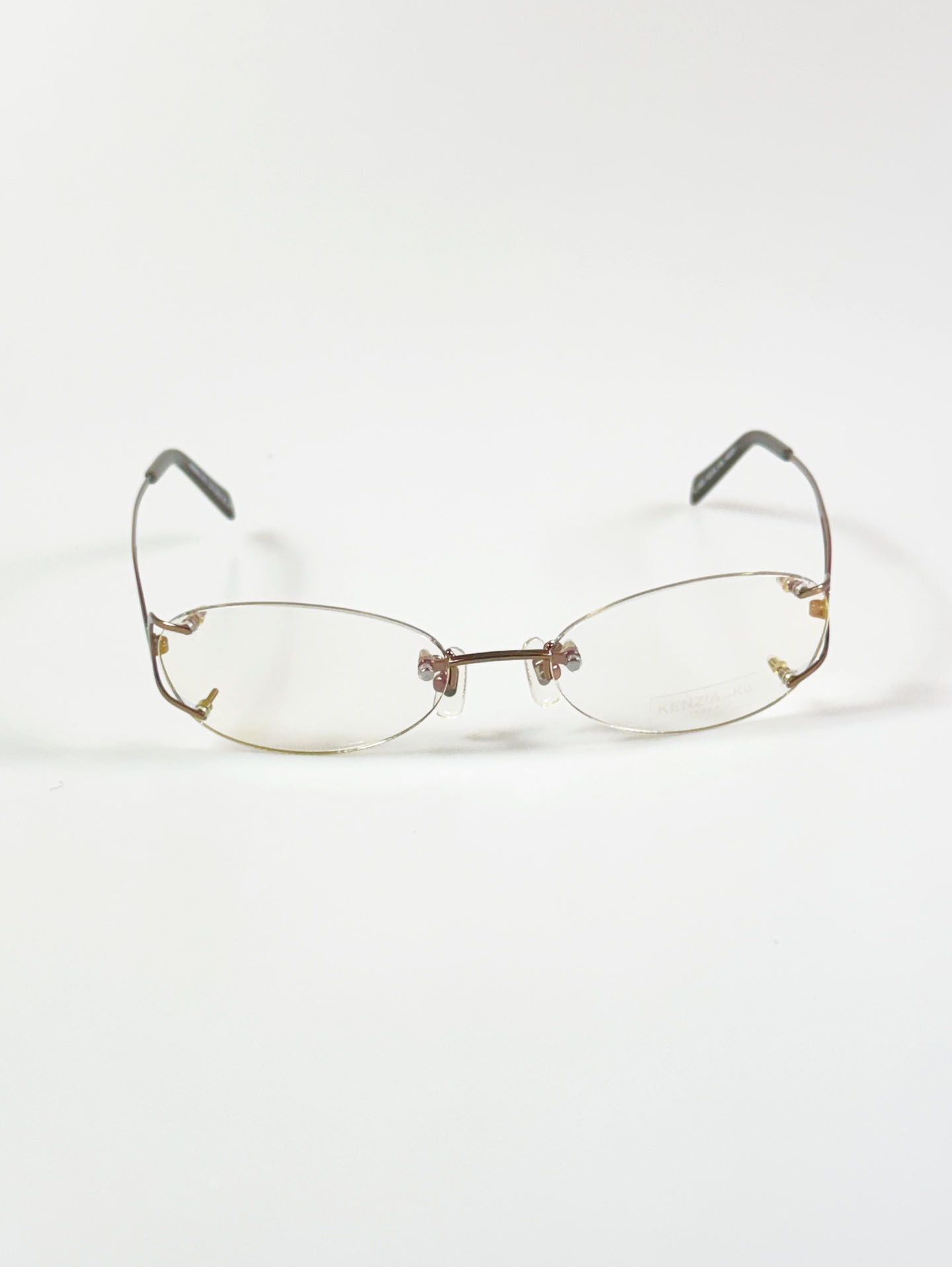 KENZIA ITALY Rimless Slim Oval Metal Frame Glasses