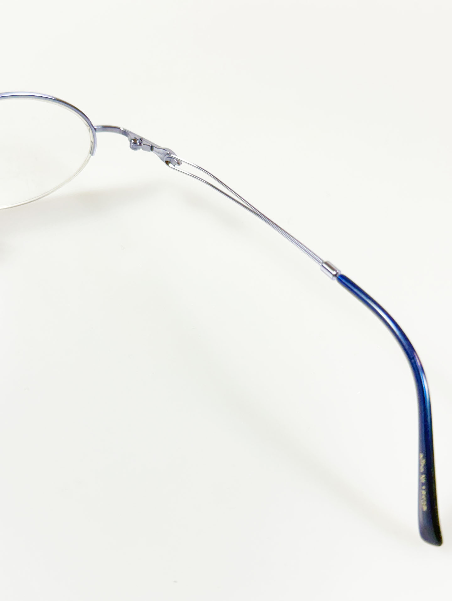 IINTOO Slim Oval Half-Rim Light Blue Metal Frame Glasses