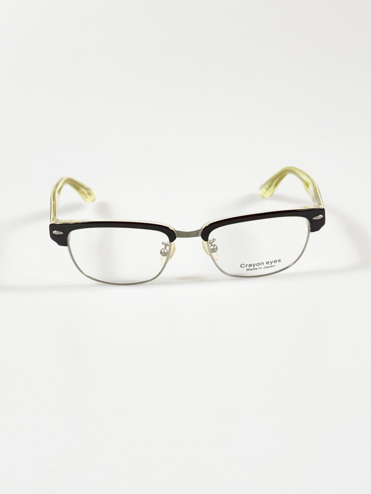 CRAYON EYES Black & Lime Browline Square Combination Frame Glasses