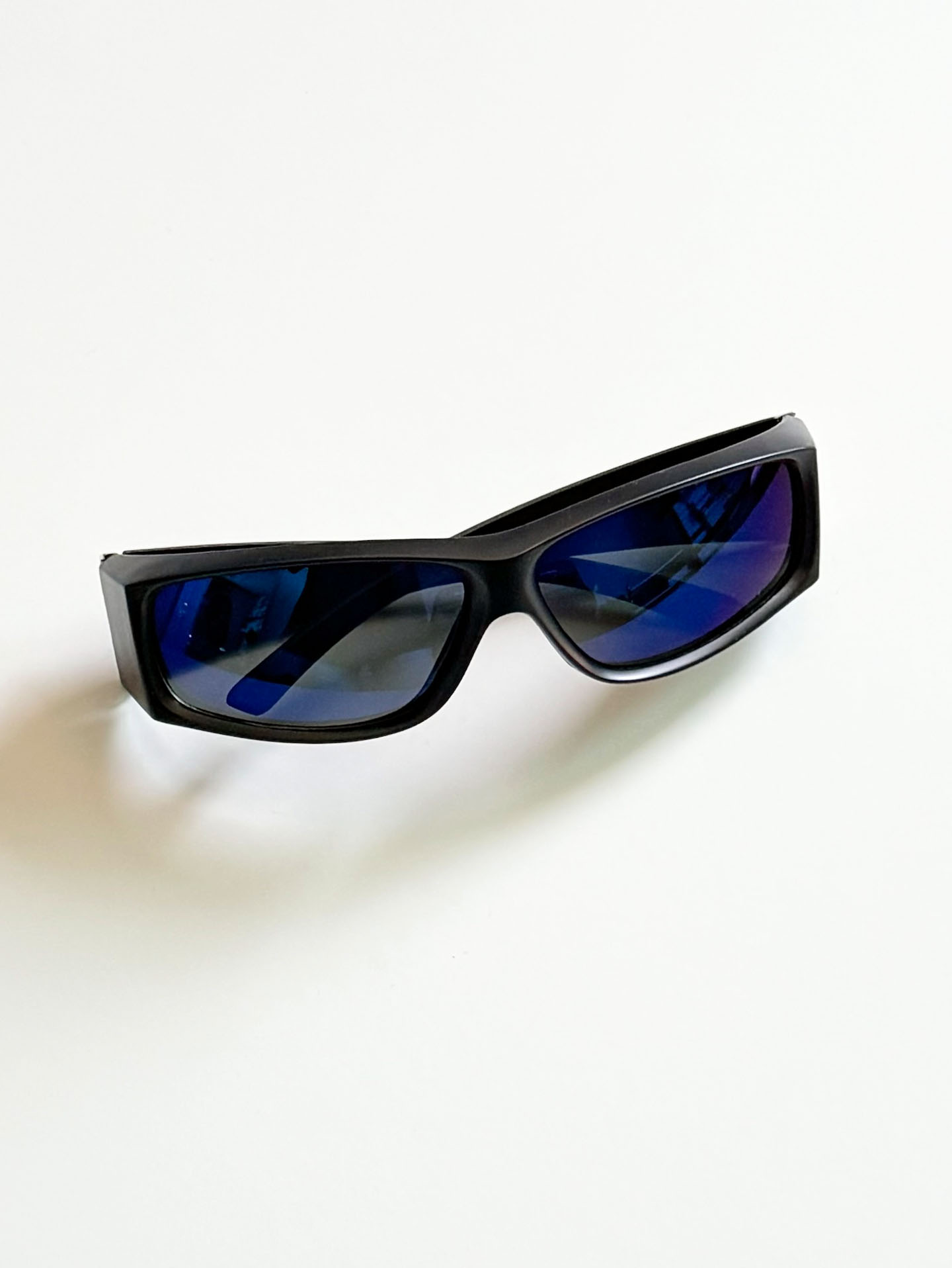 90's SOUTH SIDE Black Wraparound Square Frame Sunglasses