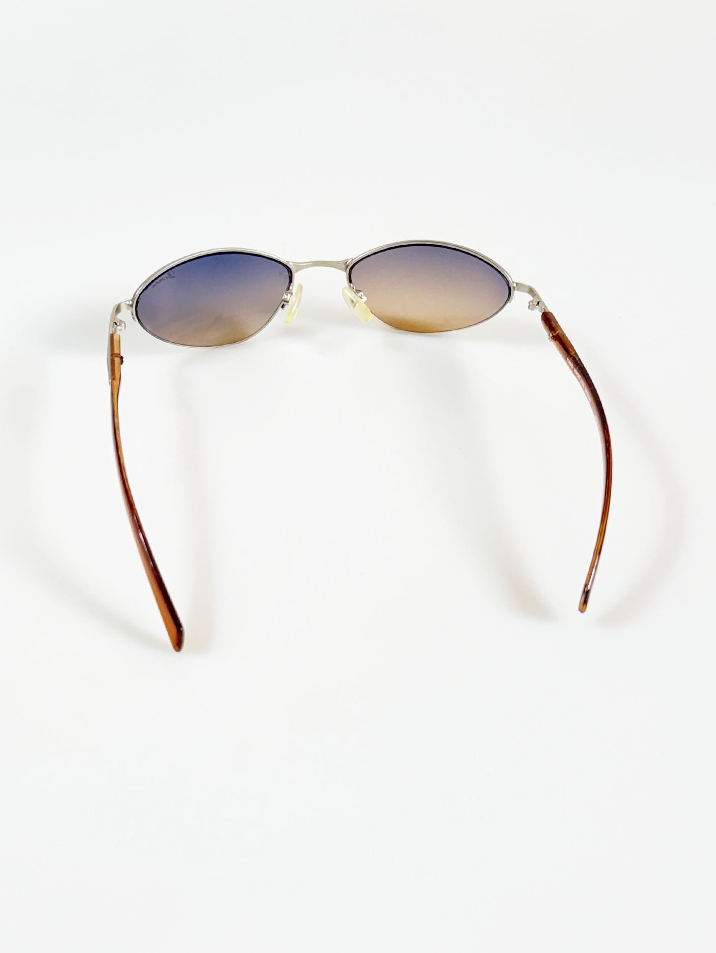 90's DOMON Silver Semi-Rimless Oval Metal Tint Sunglasses