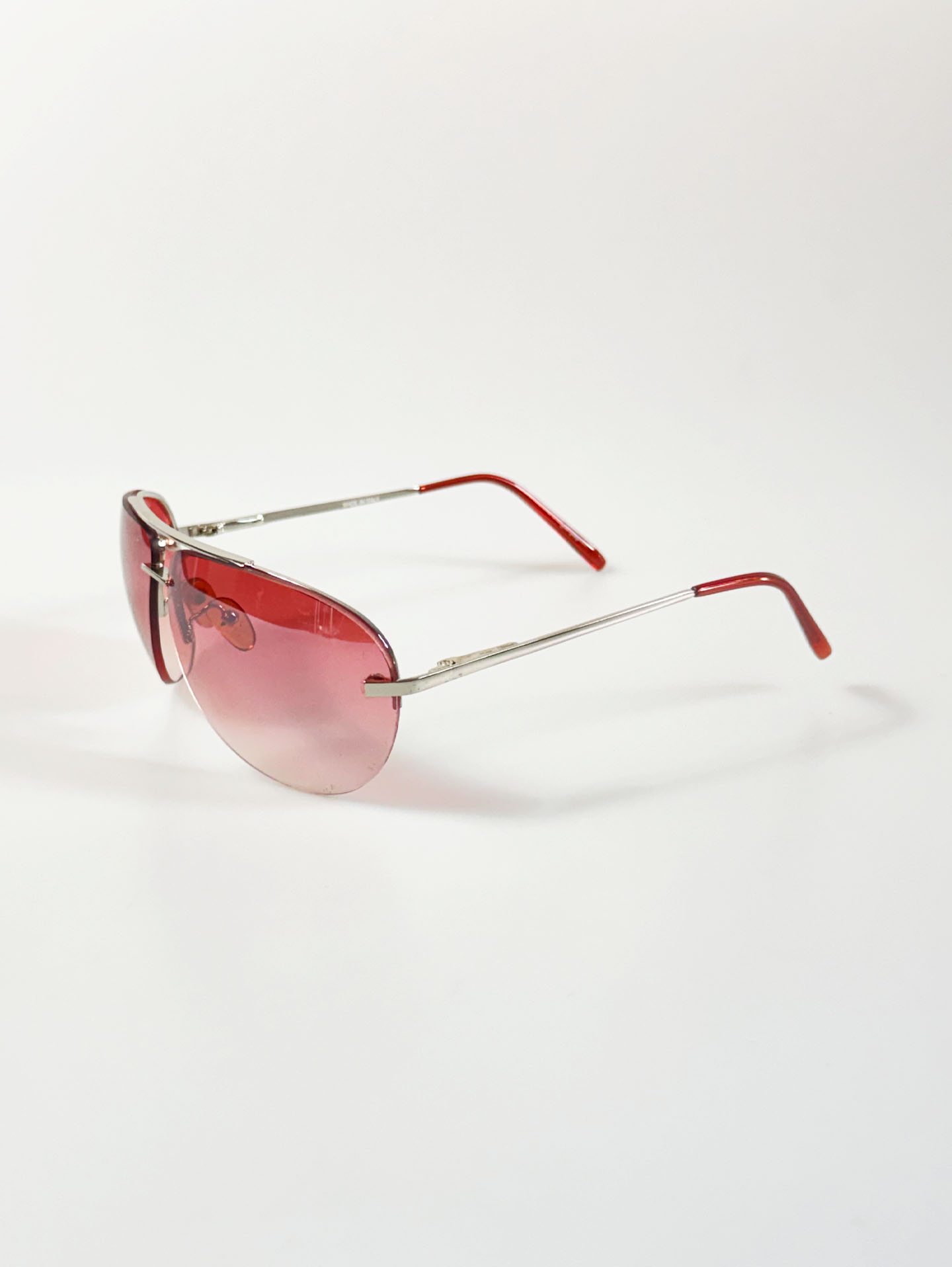 Rimless Double Bridge Square Metal Tint Sunglasses