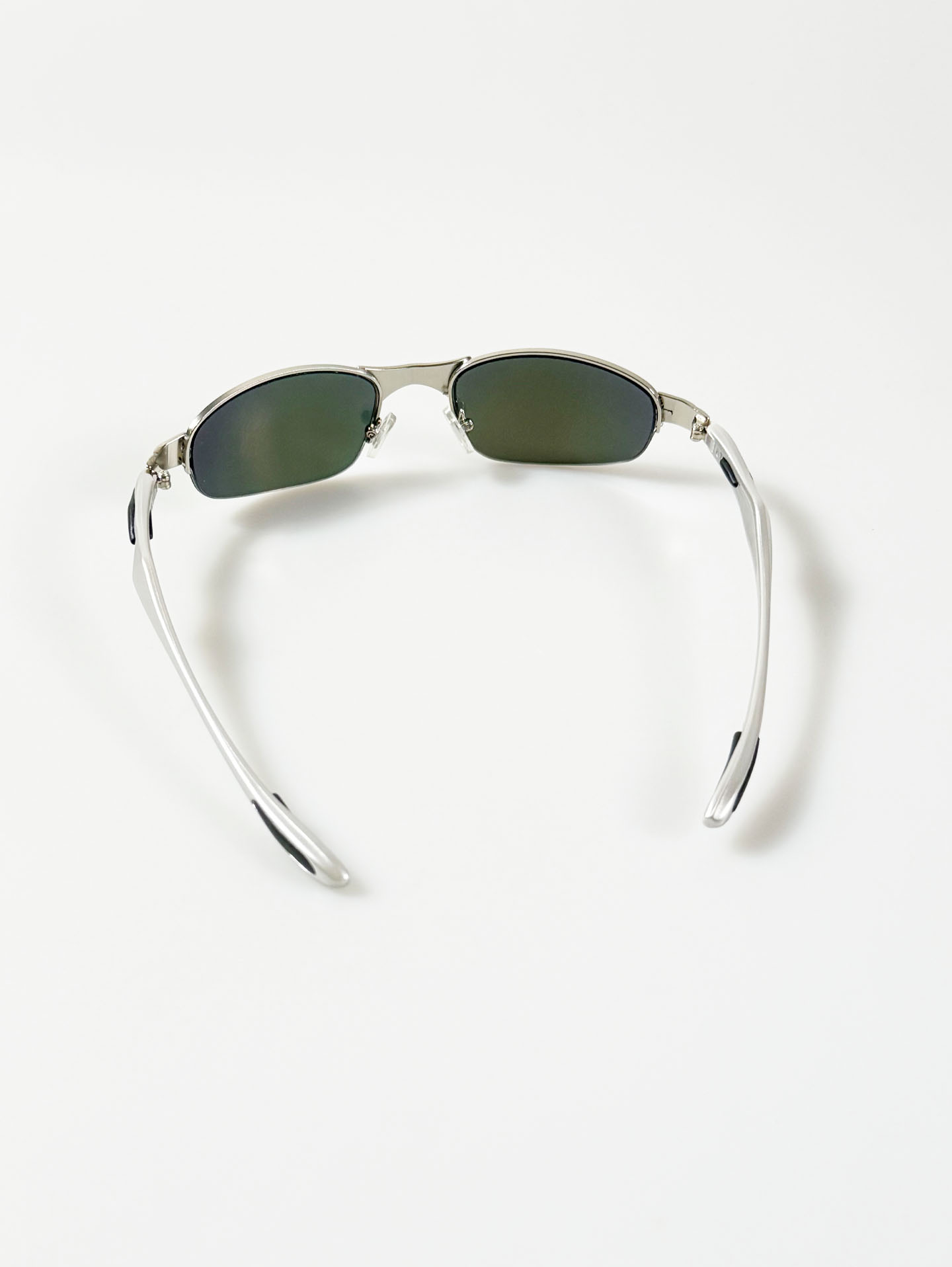 Silver Wraparound Square Metal Mirrored Sunglasses