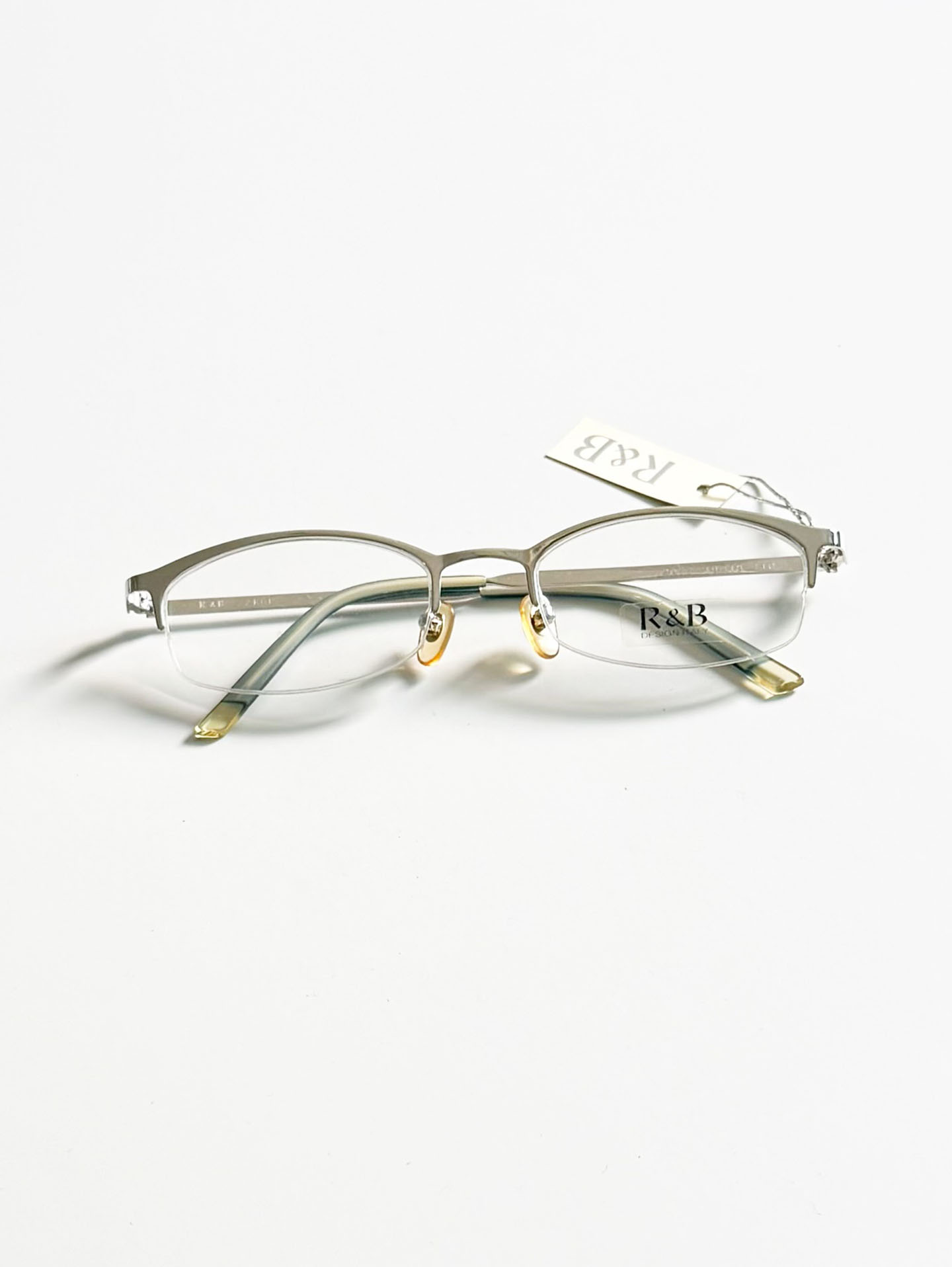 R&B Eyewear Silver Half-Rim Square Metal Glasses