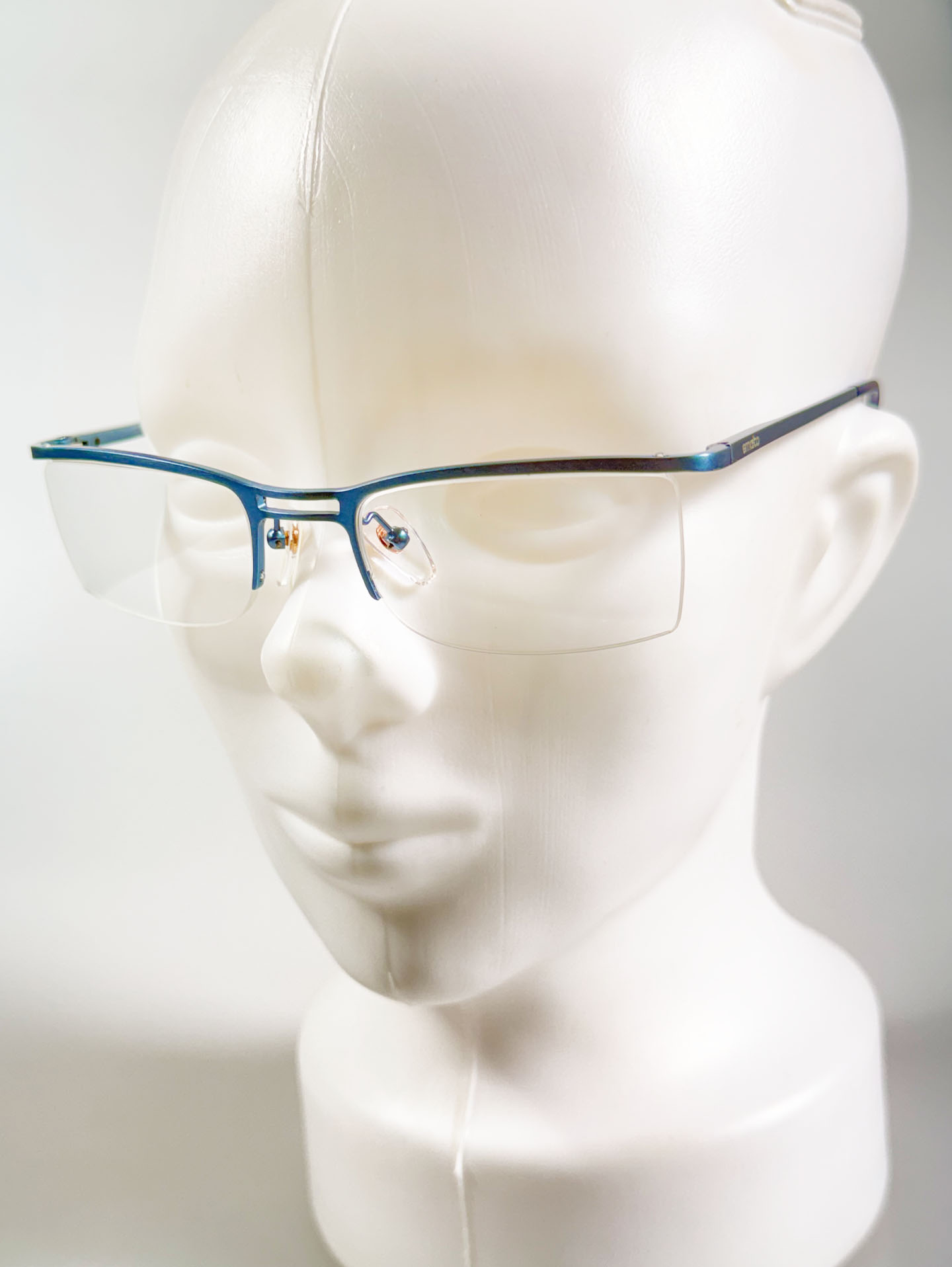 FRANCESCO SMALTO Blue Semi-Rimless Square Metal Glasses