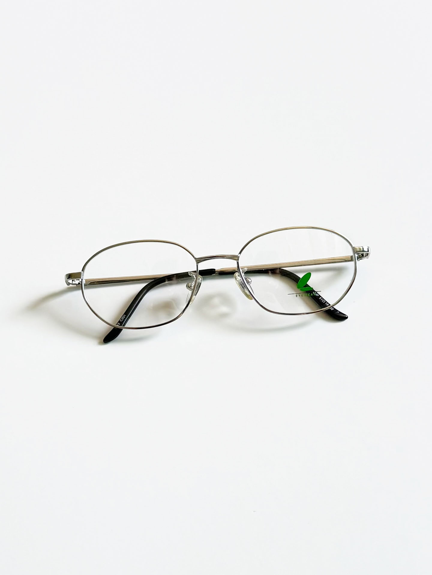 90's DJP Slim Oval Silver Metal Frame Glasses