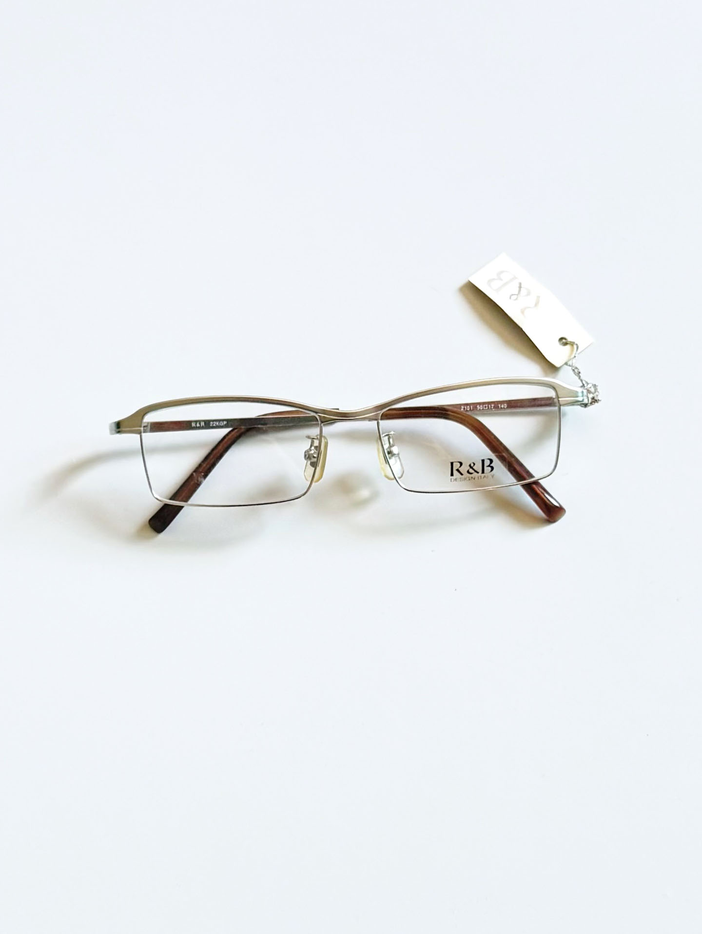 R&B Eyewear Silver Slim Square Semi-Rimless Metal Glasses