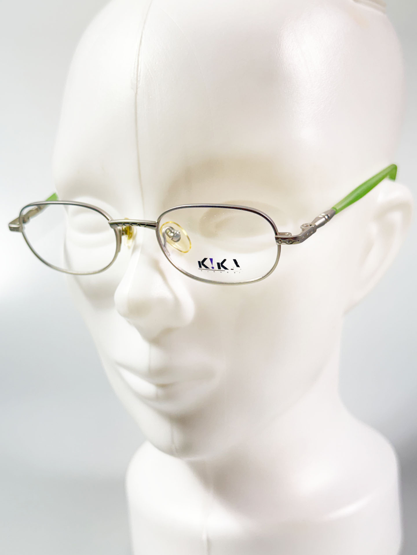 90's K!KA Silver Slim Square Metal Frame Glasses