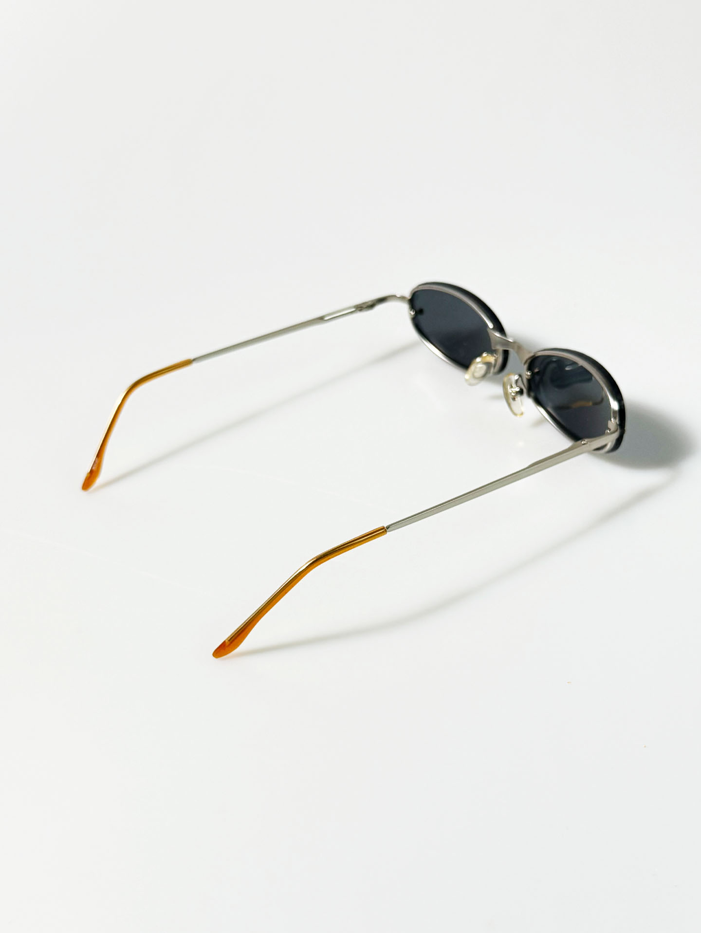 90's Silver Metal Rimless Slim Oval Sunglasses