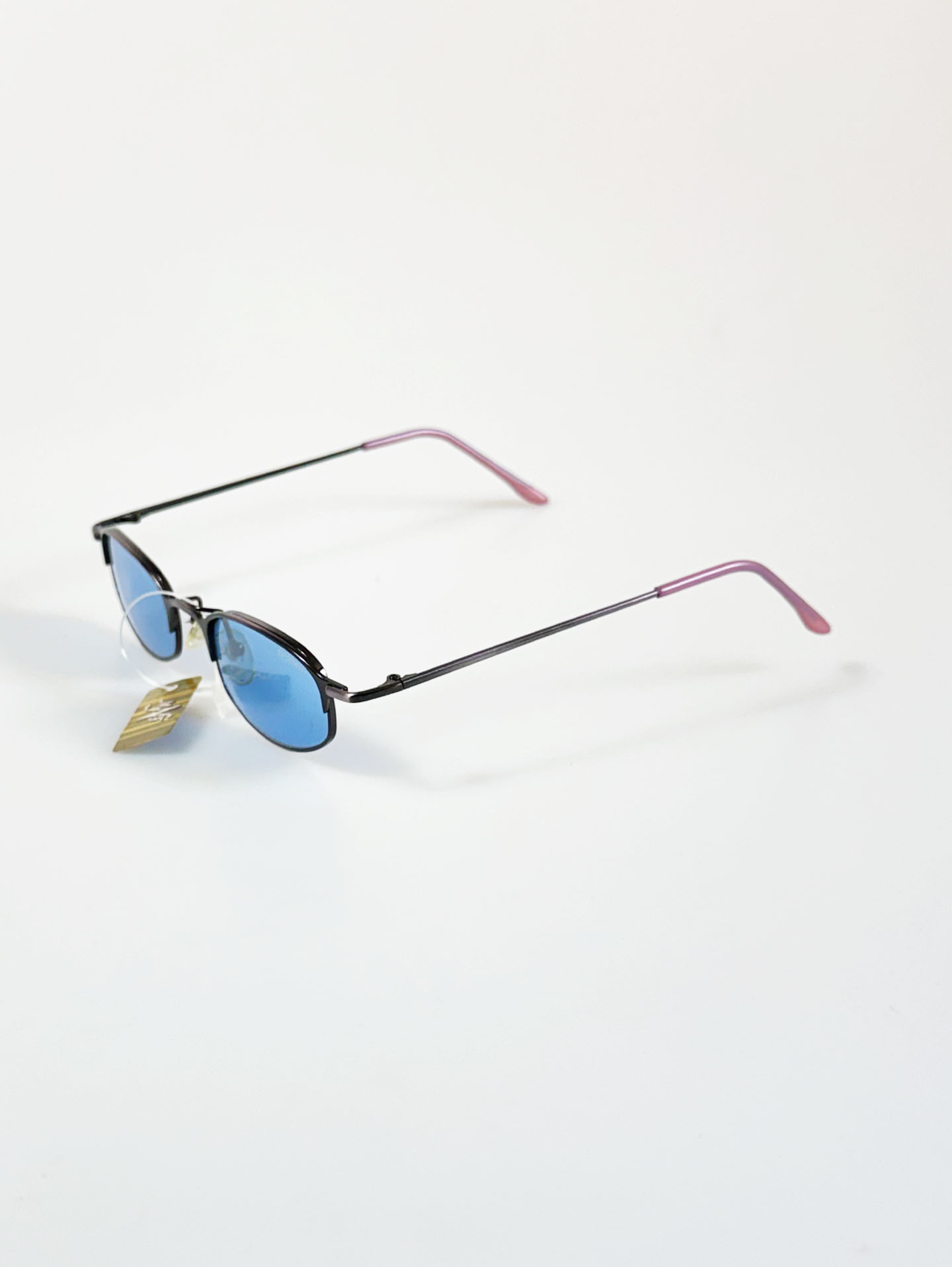 90's MENGNITE Two-Tone Metal Slim Oval Tint Sunglasses