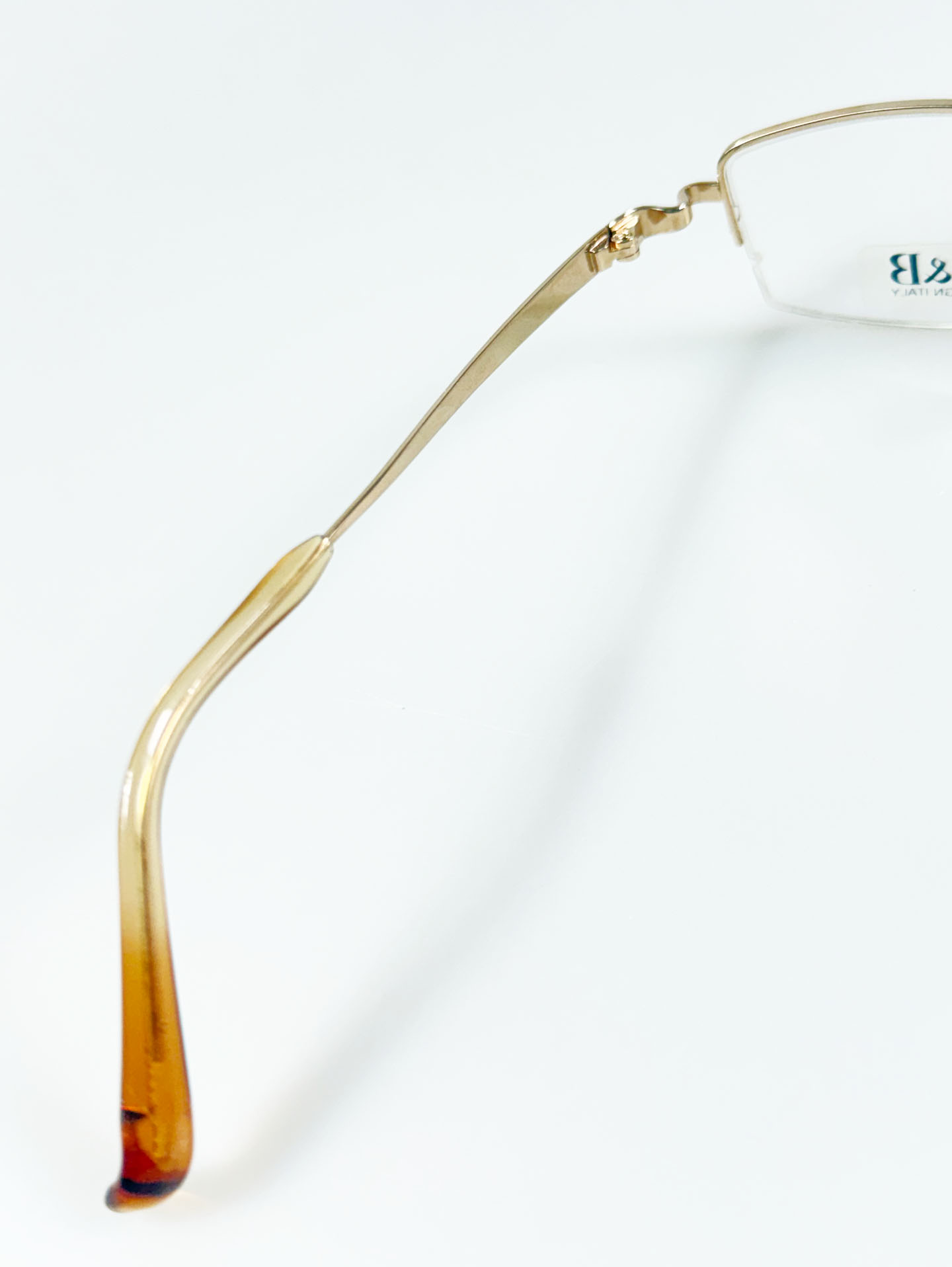 R&B EYEWEAR Gold Square Semi-Rimless Metal Frame Glasses