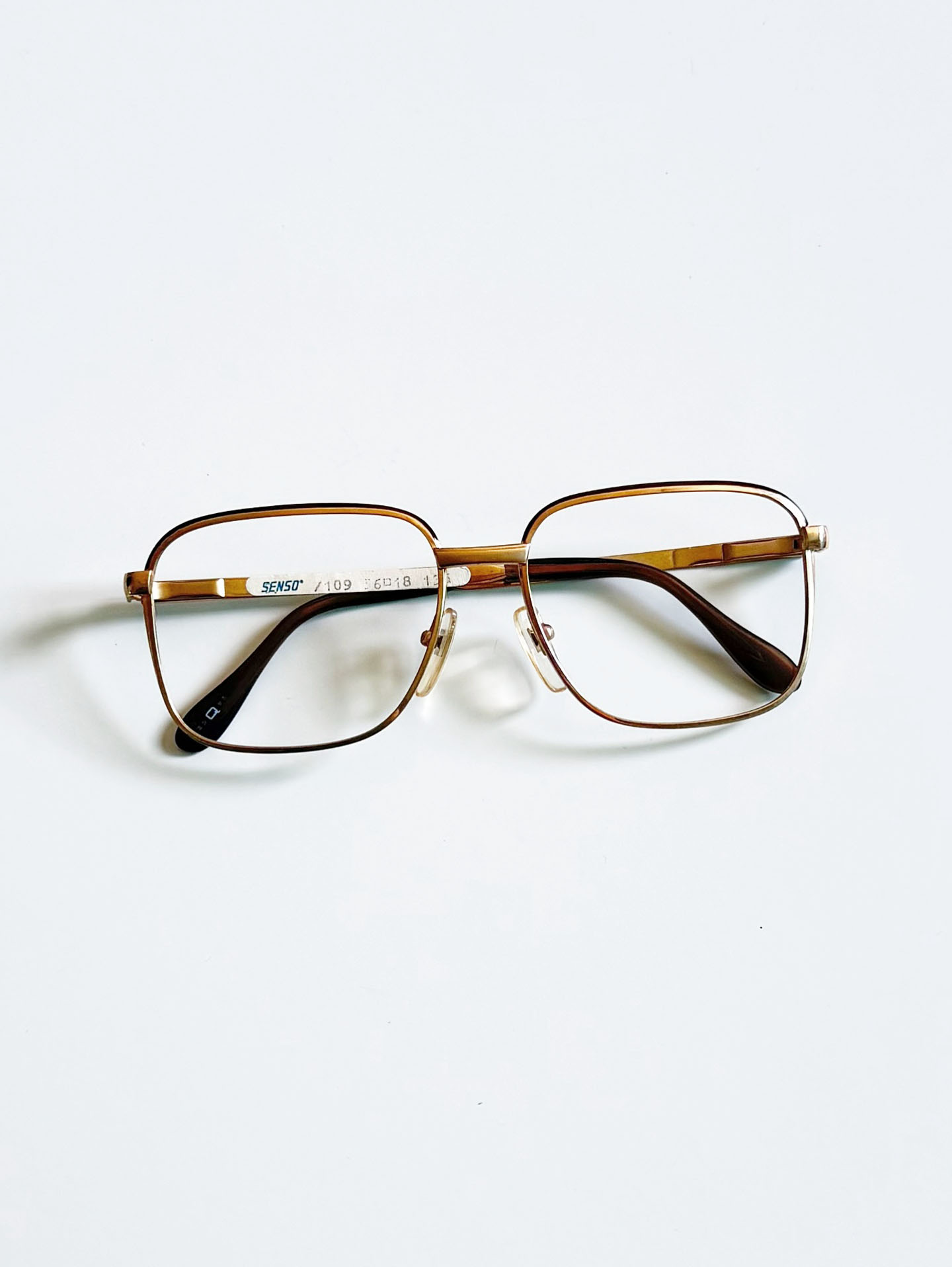 90's SENSO Classic Square Gold Metal Frame Glasses